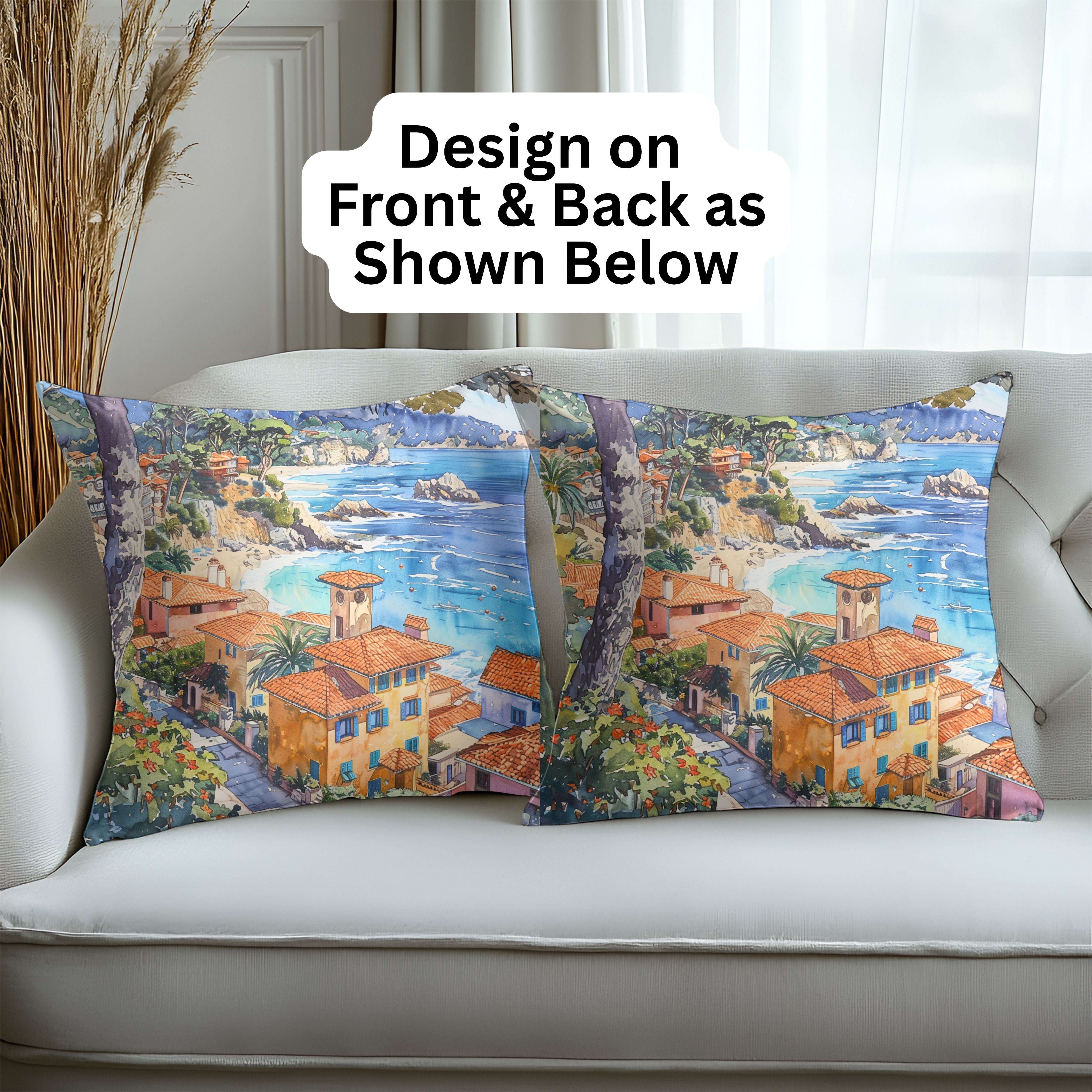 Carmel By The Sea Decorative Pillow, Design on Front and Back, Avail in 5 Sizes