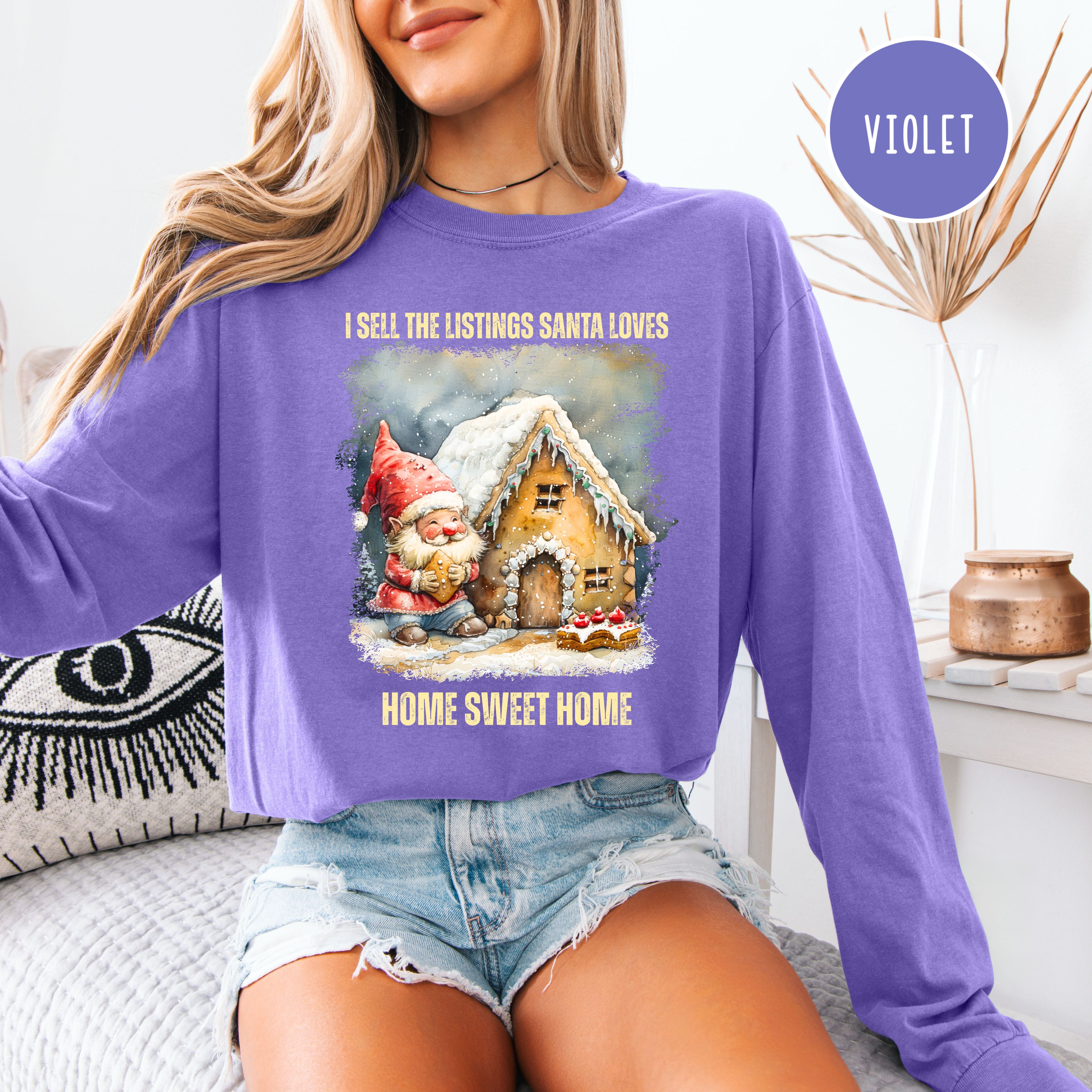 Real Estate Agent Christmas Comfort Colors Unisex Long Sleeve Tee
