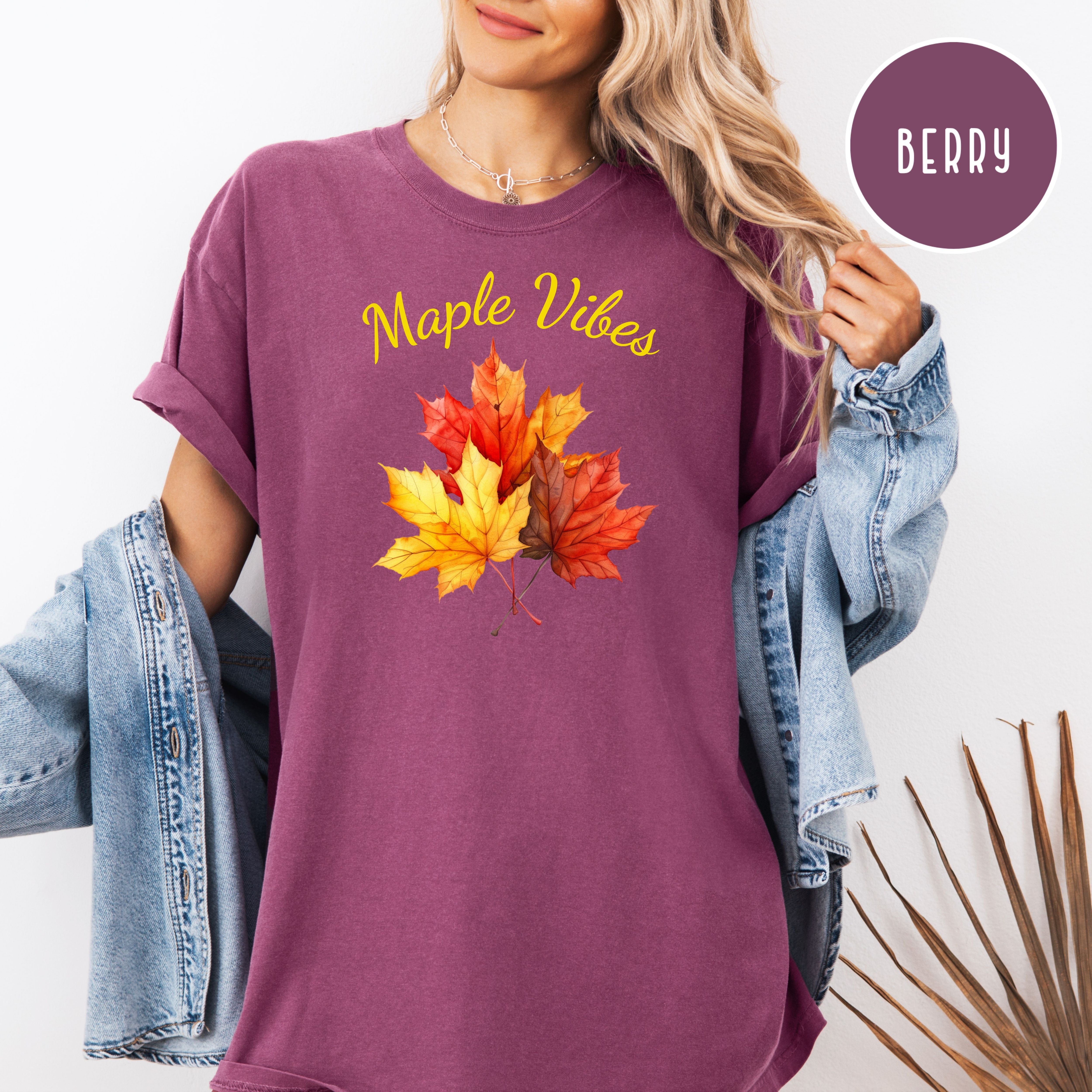 Maple Vibes Fall Leaves Comfort Colors Autumn Gift Shirt