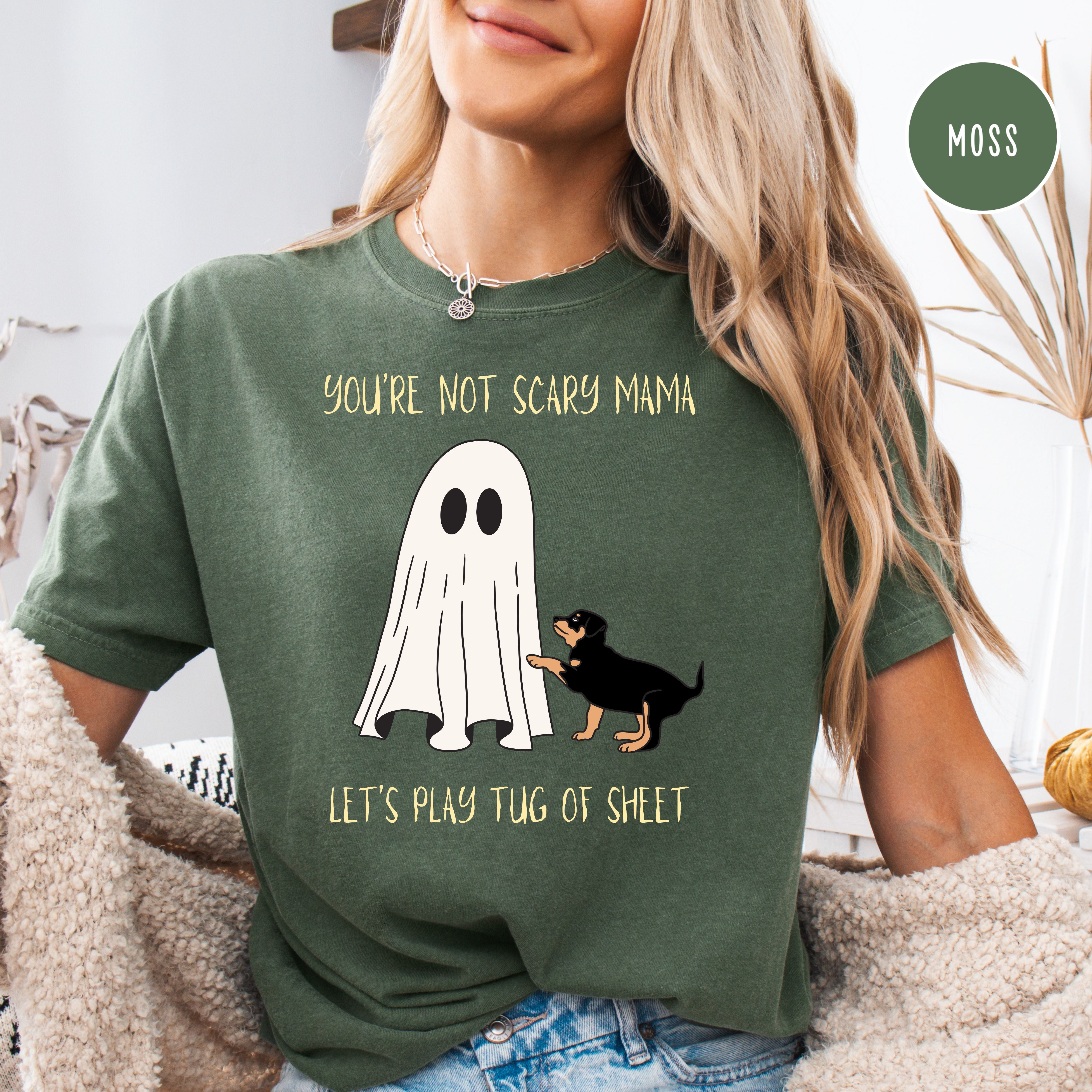 Cute Dog and Ghost Halloween Comfort Color Tee