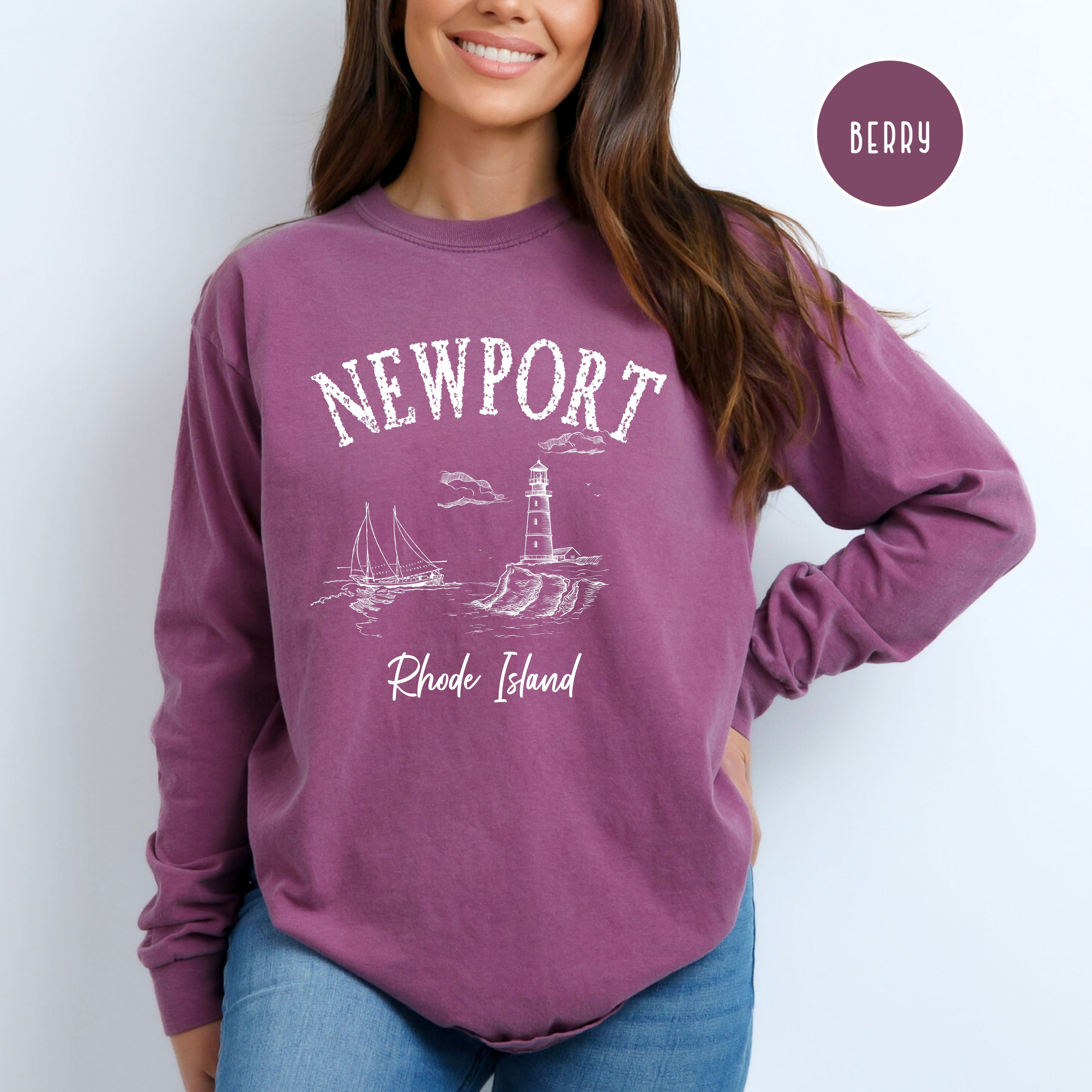 Newport Rhode Island Grunge Style Comfort Colors® Long Sleeve Tee