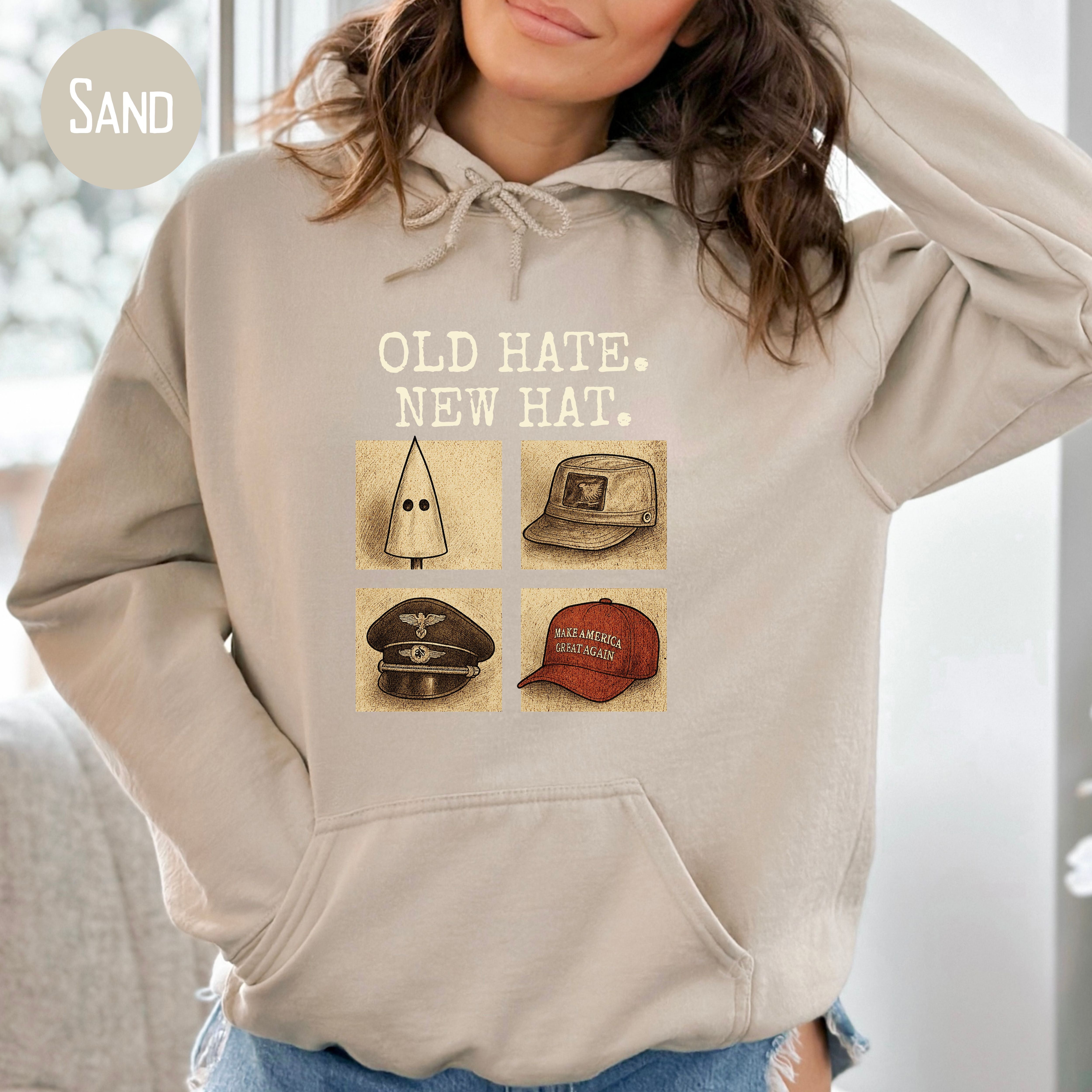 Old Hate New Hat Anti-Trump Protest Unisex Hooded Sweatshirt, Same Shit Different Hat Hoodie