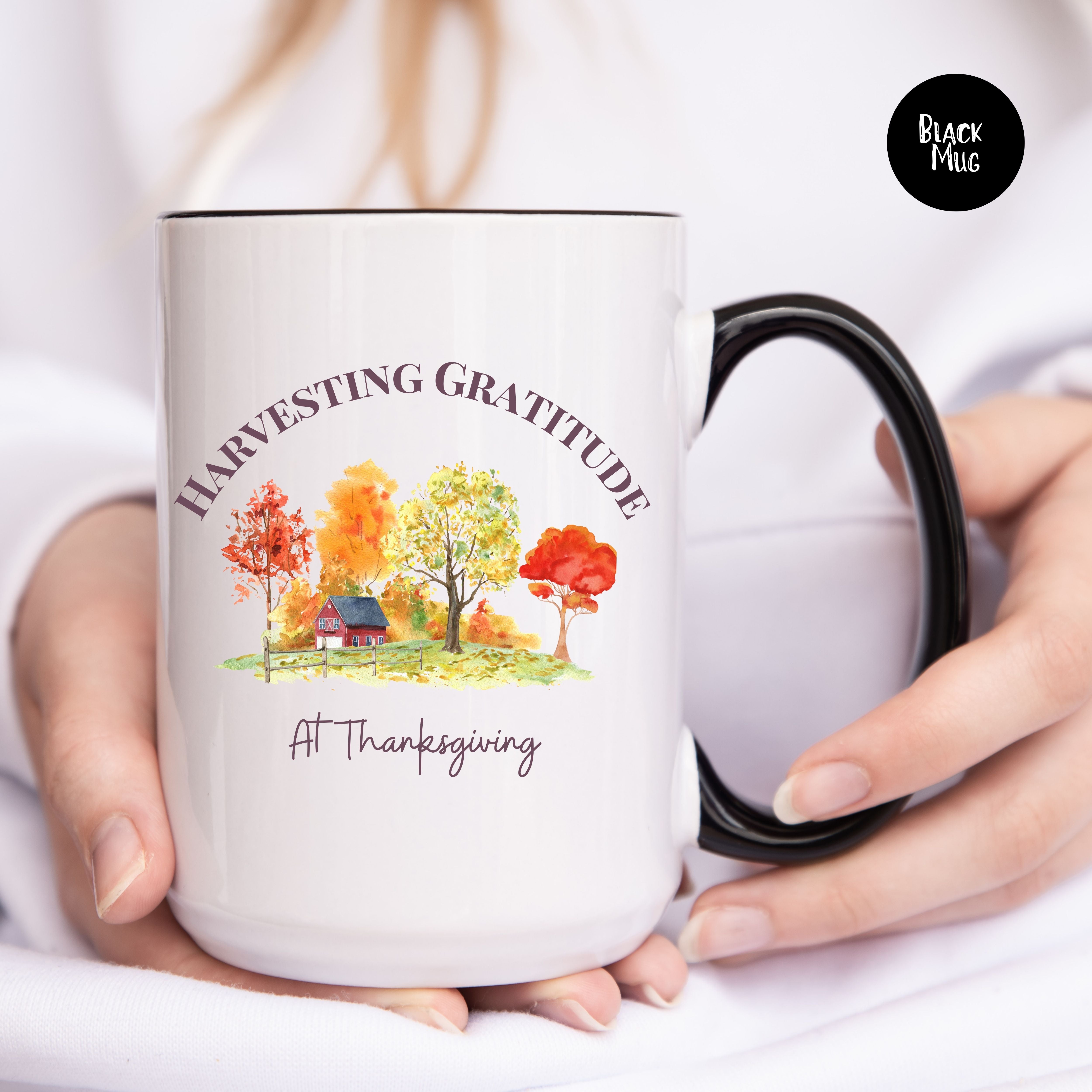 Thanksgiving Gratitude 2-Toned 15oz Ceramic Mug w/ Design Front & Back