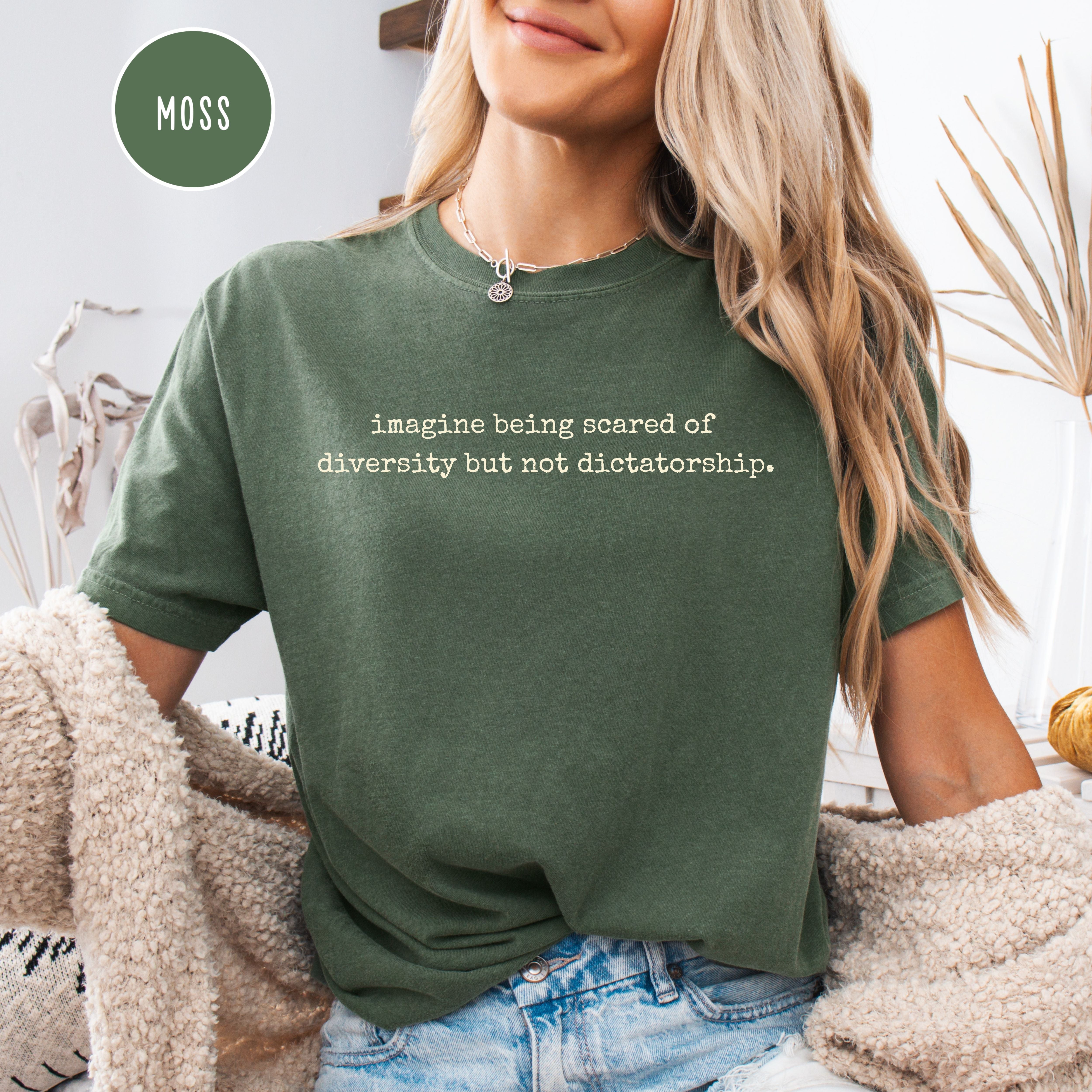 Anti-Trump Pro-Democracy Comfort Colors Tee, Imagine Being Scared of Diversity But Not Democracy