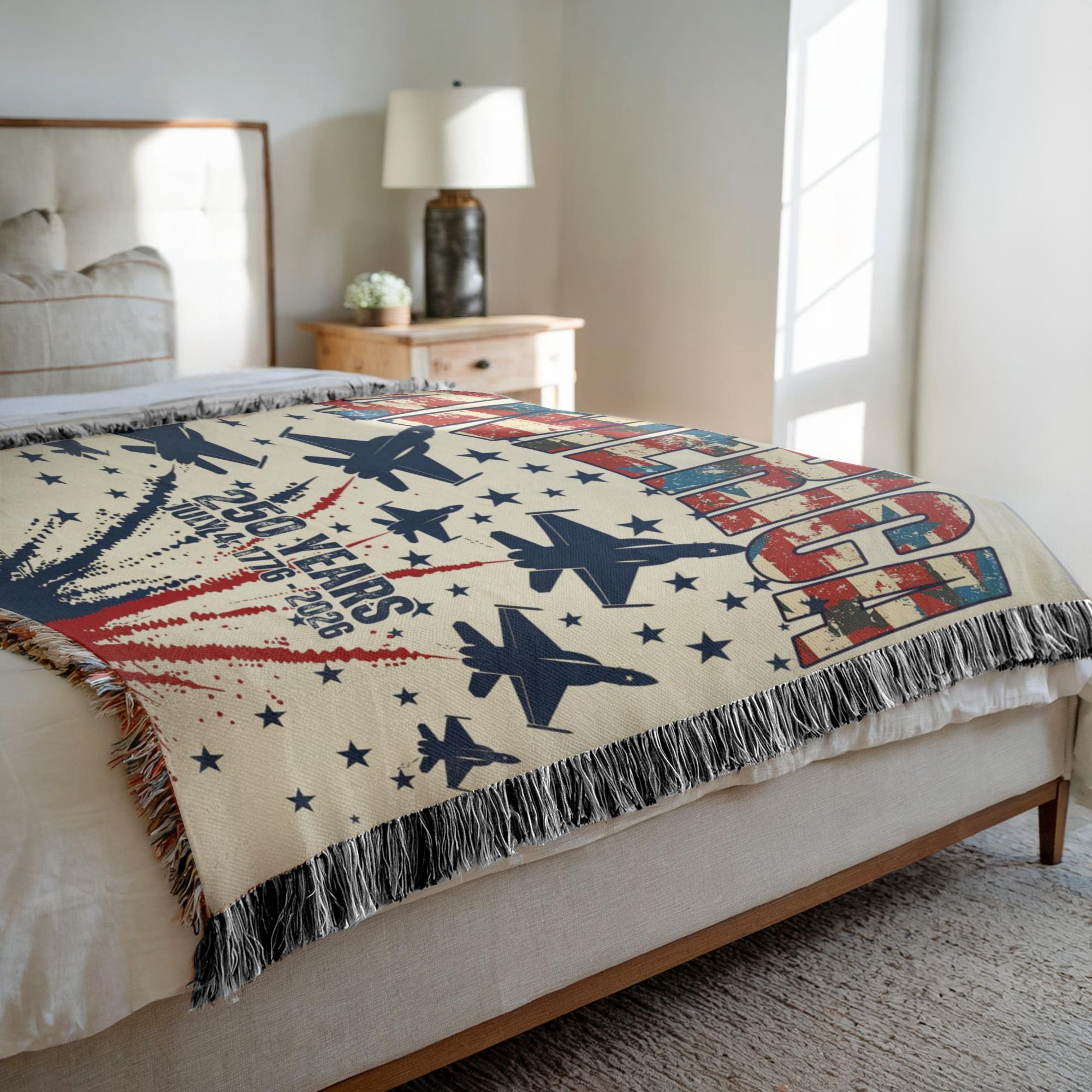Celebrate America 250th Anniversary Patriotic Woven Throw Blanket Gift