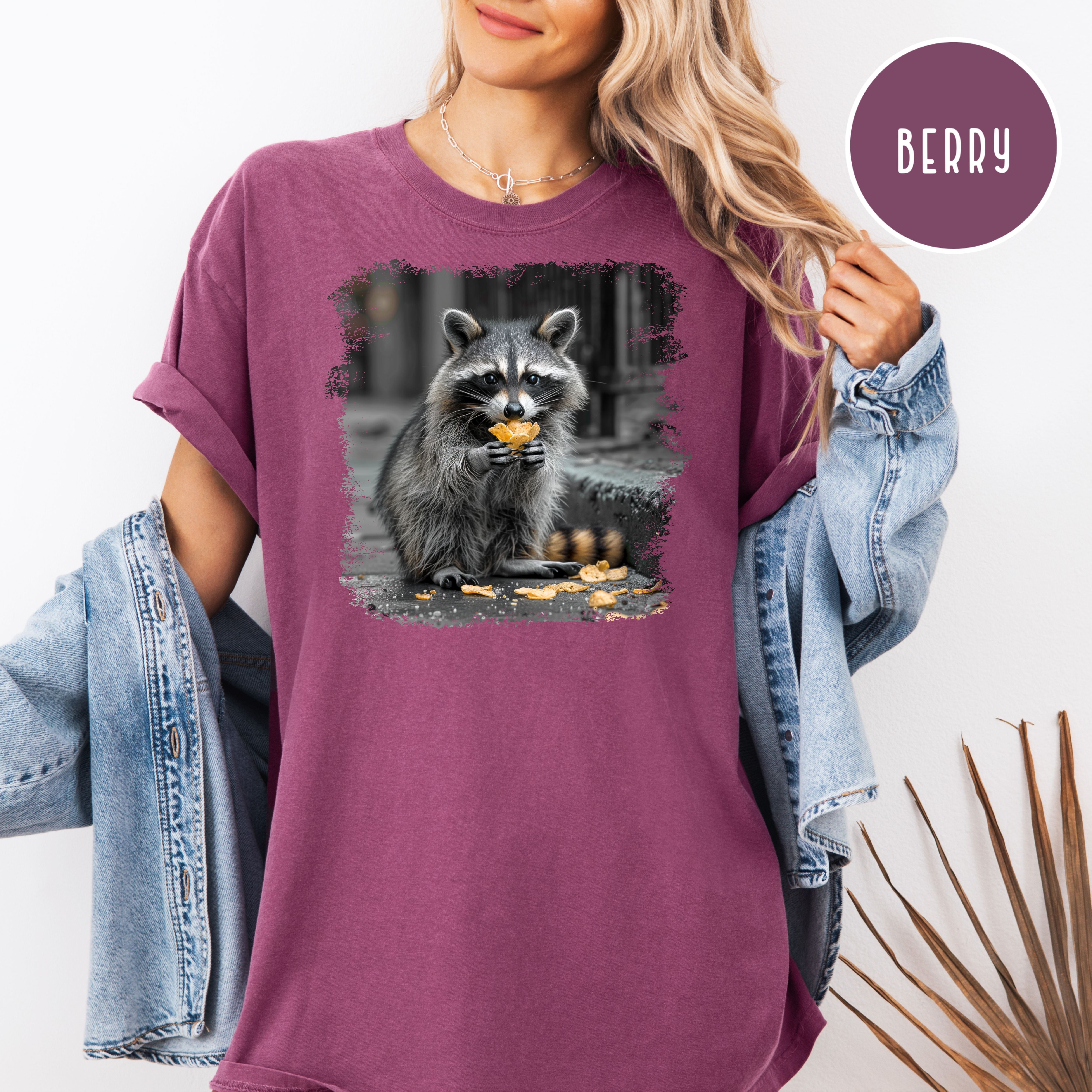 Funny Animal Meme Comfort Colors T-Shirt, Raccoon Eating Chips Shirt, Raccoon Lover Tee Shirt, Funny Animal Lover Shirt