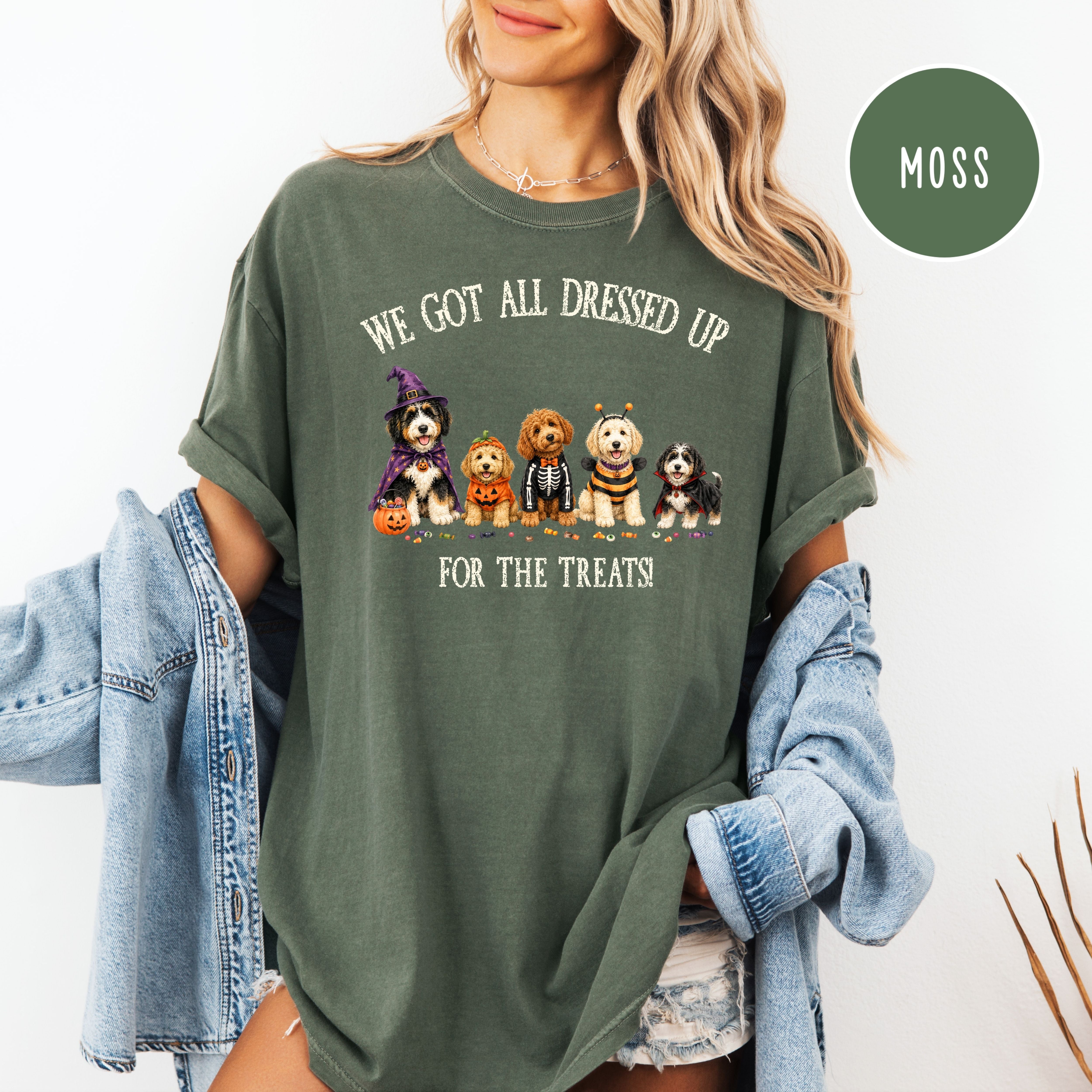 Halloween & Doodles Funny Dog Lover Comfort Colors T-Shirt, Doodle Dog Lover Halloween Gift, Doodle Dogs Halloween Costumes for Treats Shirt