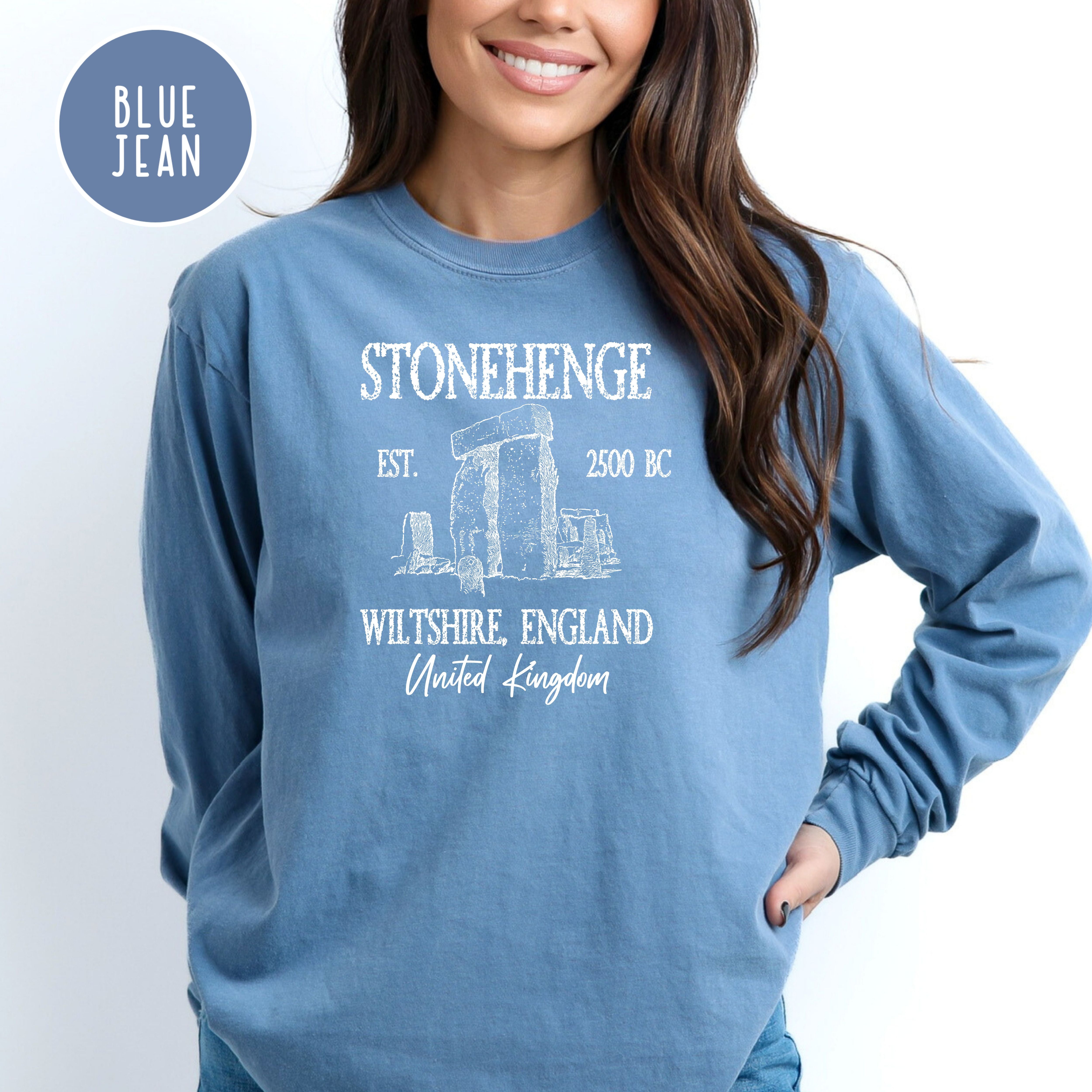 Stonehenge England Grunge Comfort Colors Long Sleeve Tee