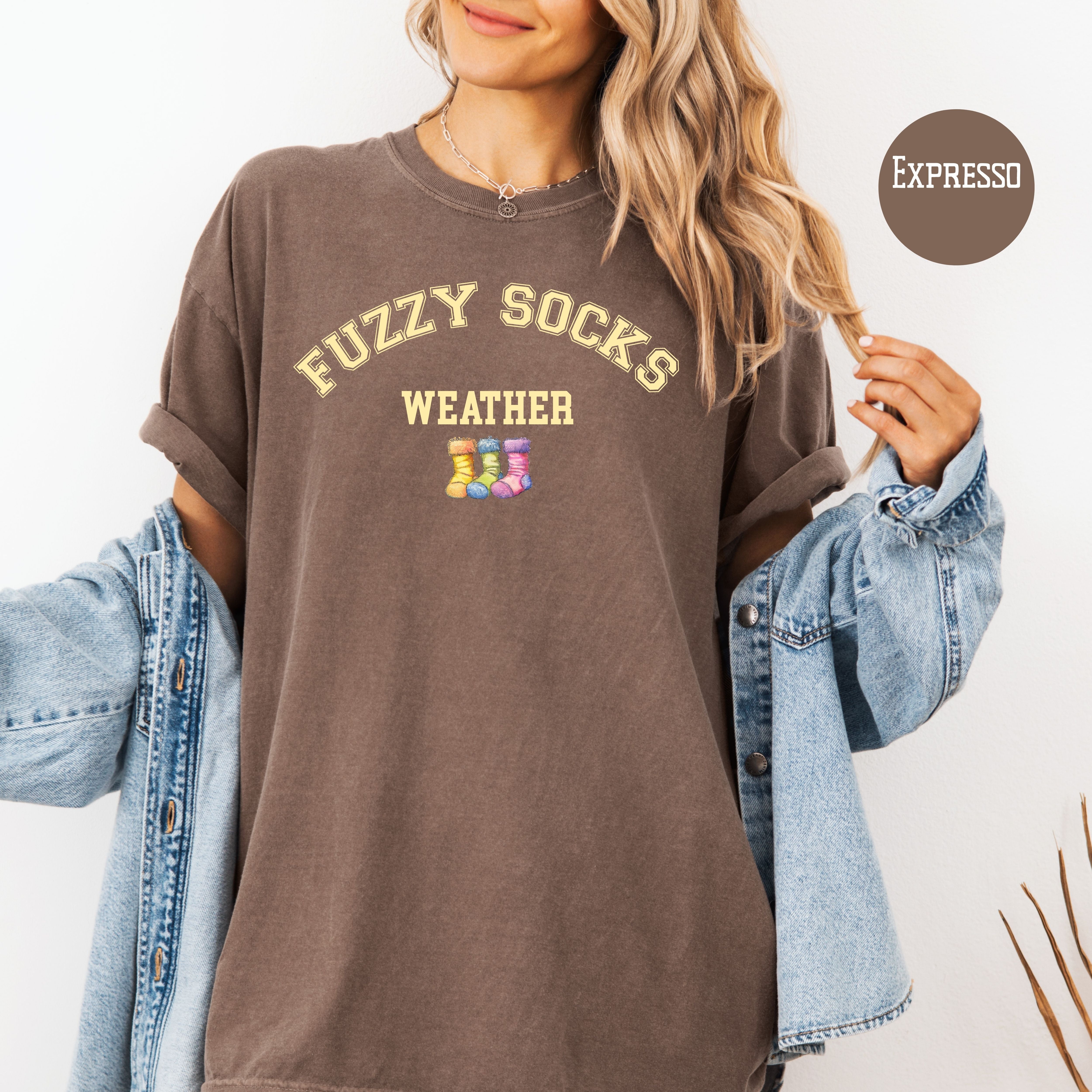 Fuzzy Socks Weather Comfort Colors Autumn Lover Gift Shirt