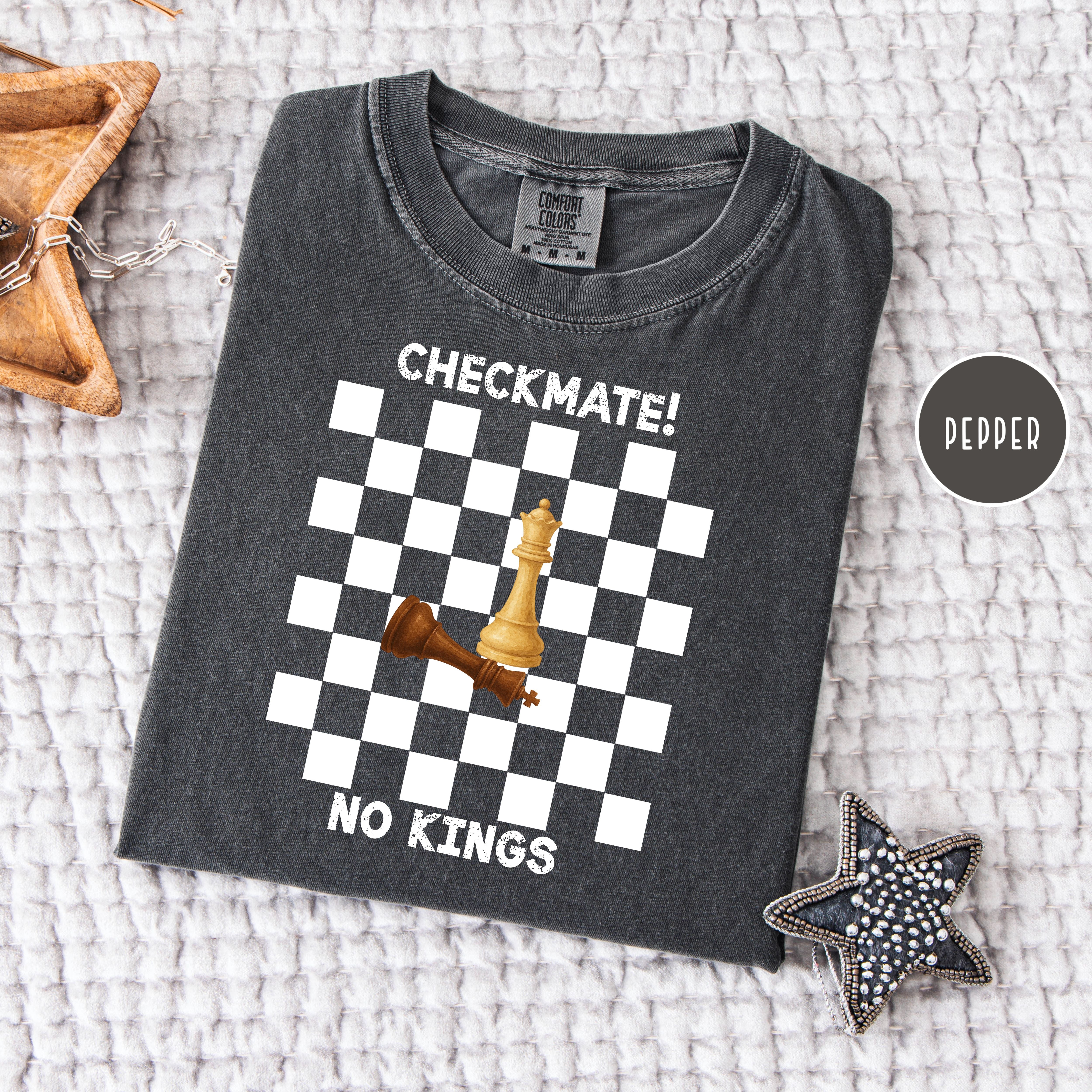 Checkmate No Kings Chess Lover Comfort Colors Anti Trump Protest Tee