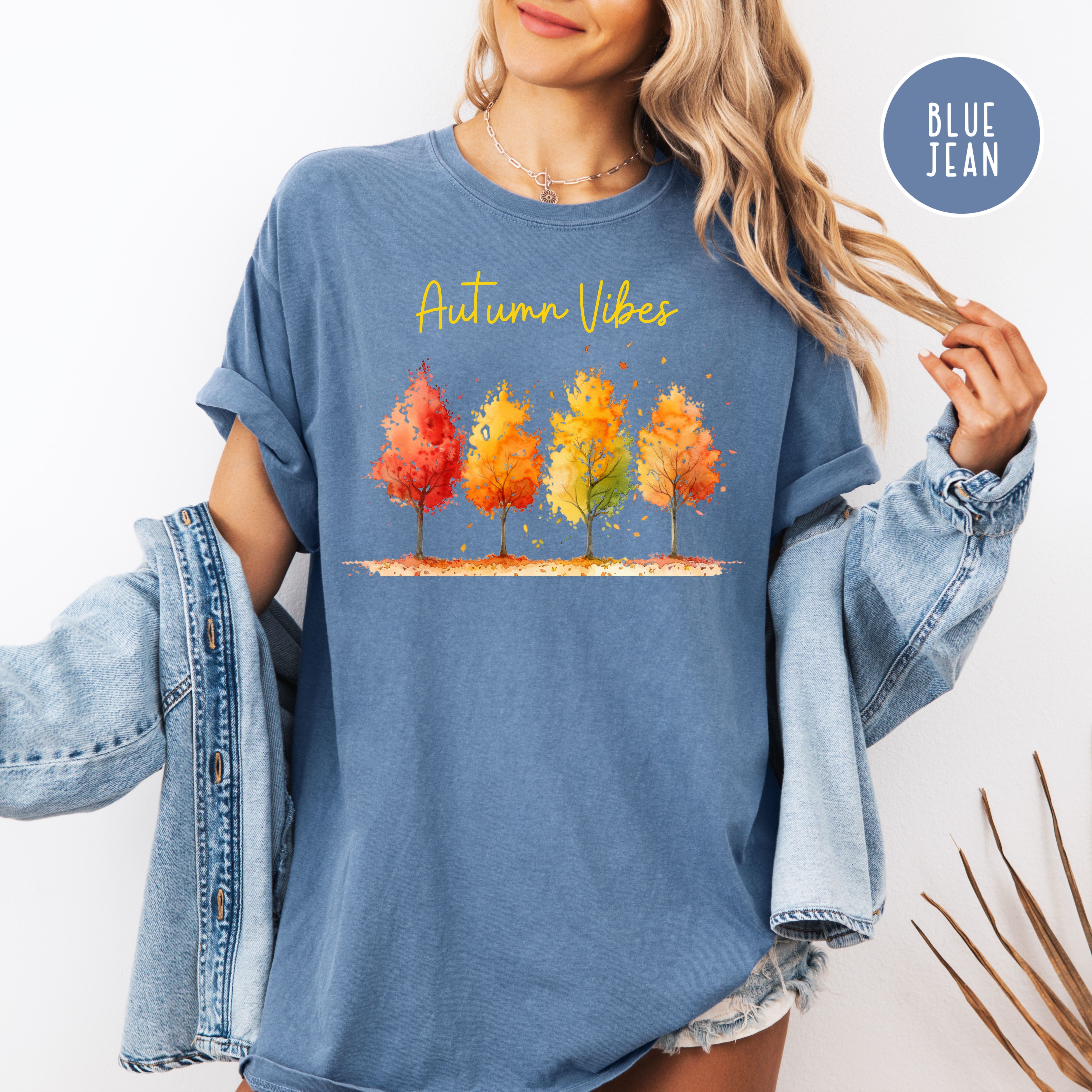 Autumn Vibes Colorful Fall Leaves Comfort Colors Tee, Thanksgiving Season Gift Shirt