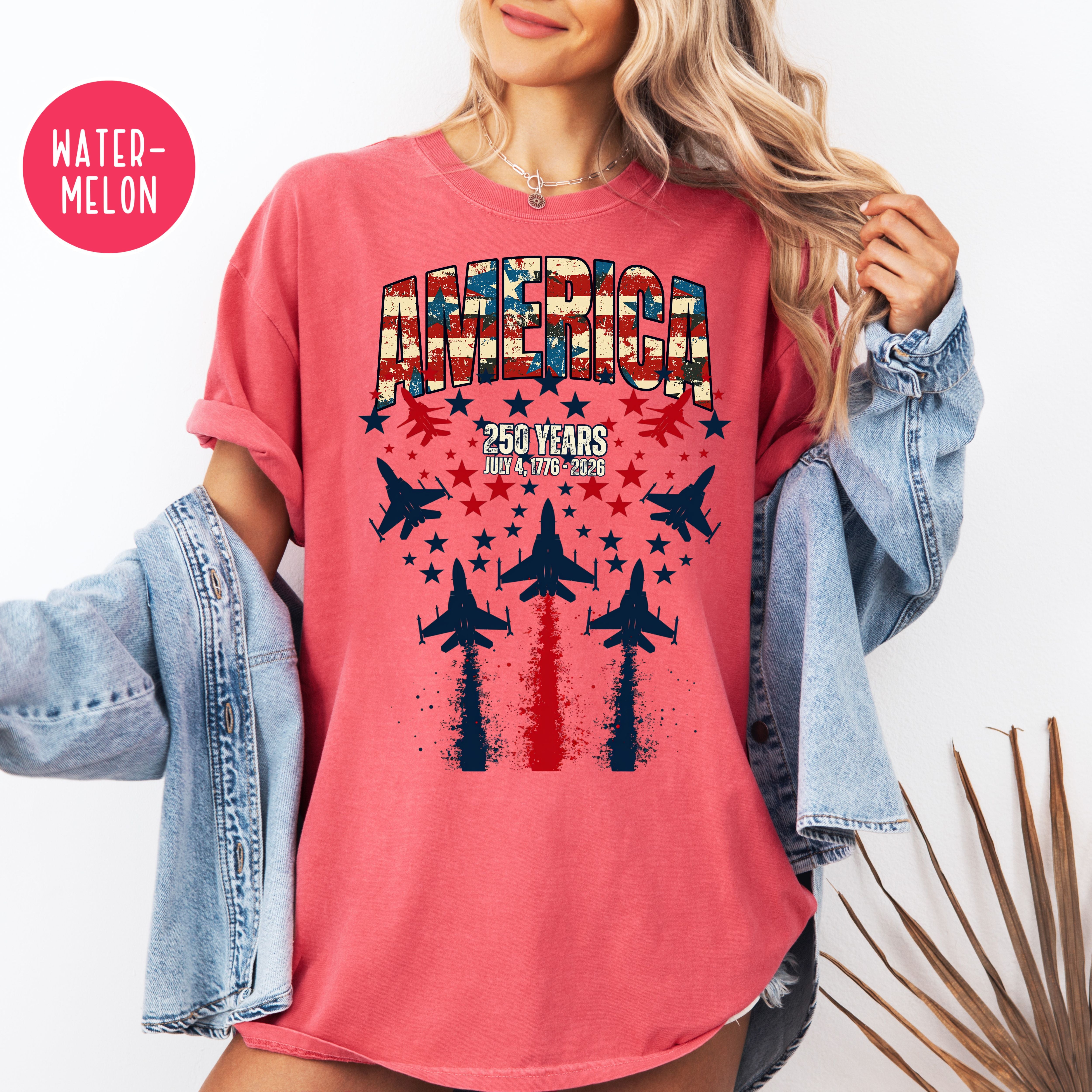 America Patriotic Unisex Comfort Colors 4th of July  250 Year Anniversary Gift Tee