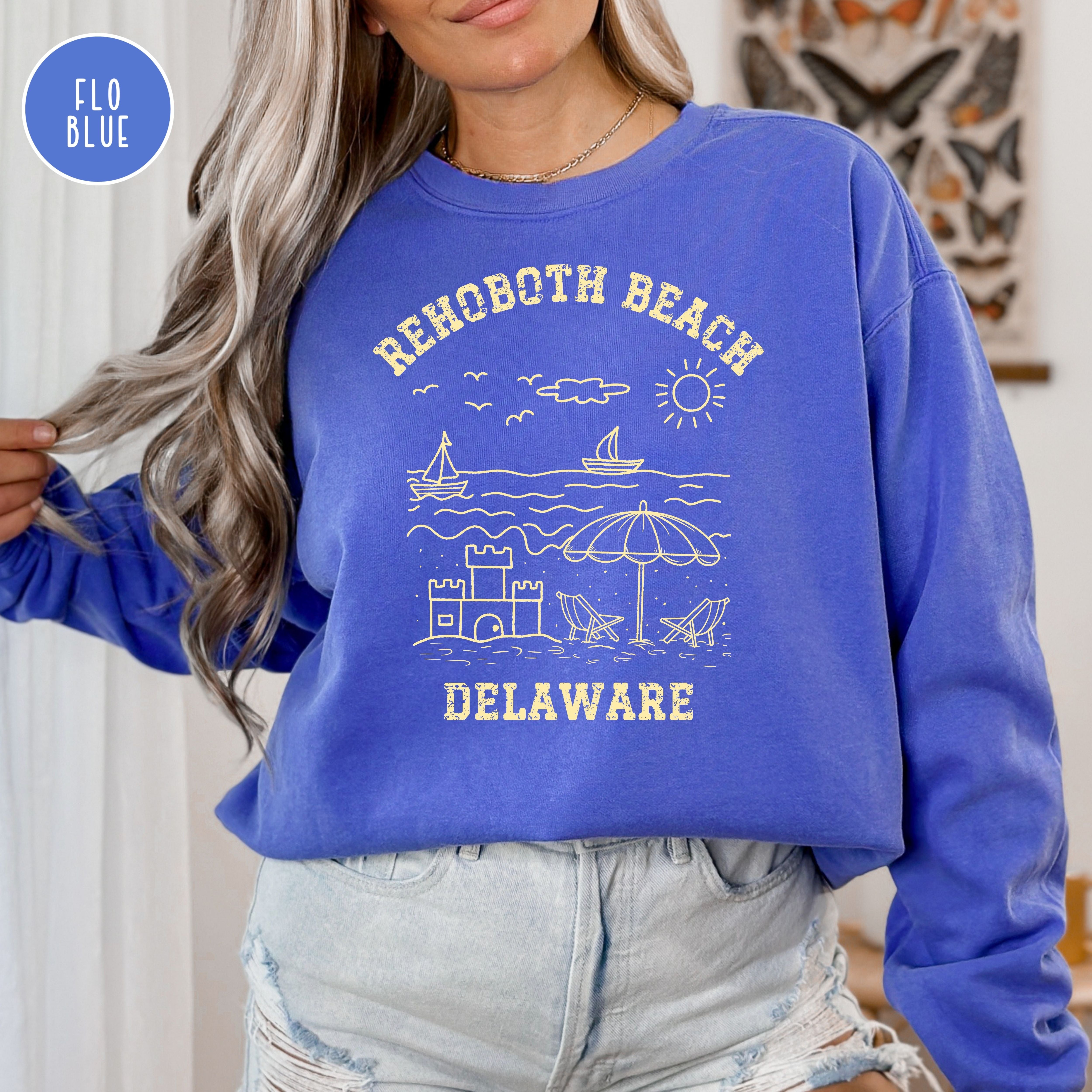 Rehoboth Beach Grunge Style Comfort Colors® Sweatshirt