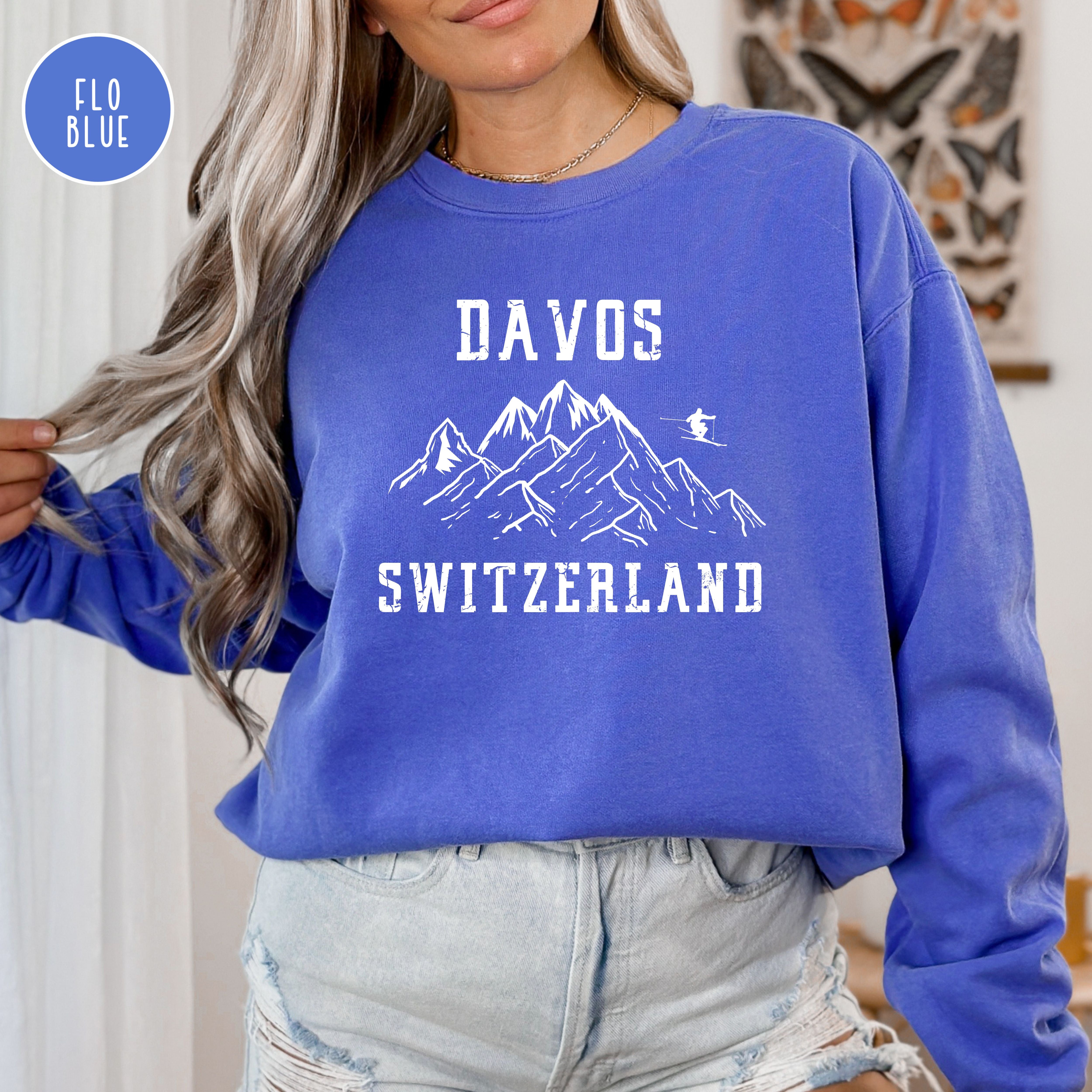 Davos Switzerland Ski in Swiss Alps Comfort Colors® Sweatshirt