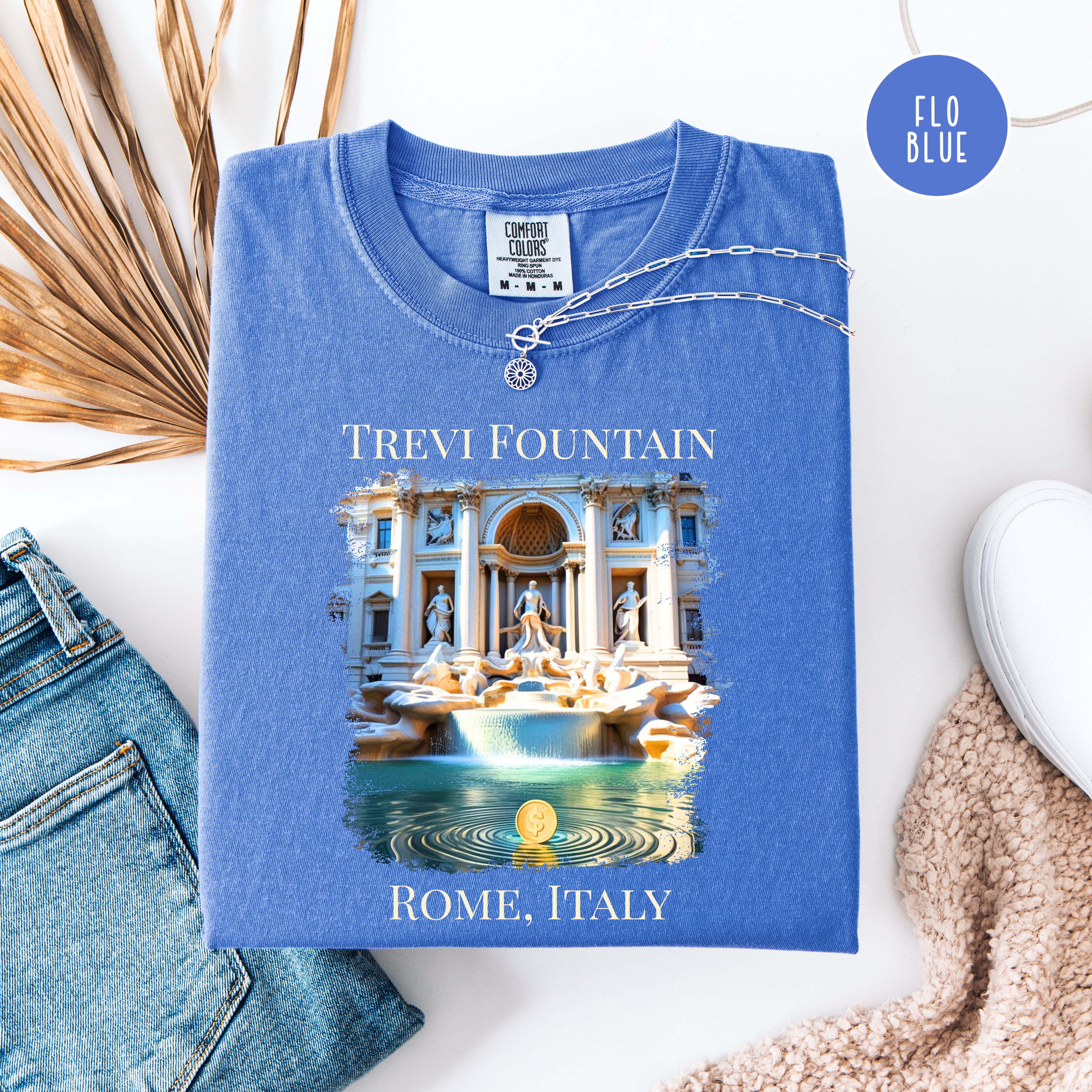 Trevi Fountain Rome Italy Comfort Colors Vacation Gift Tee