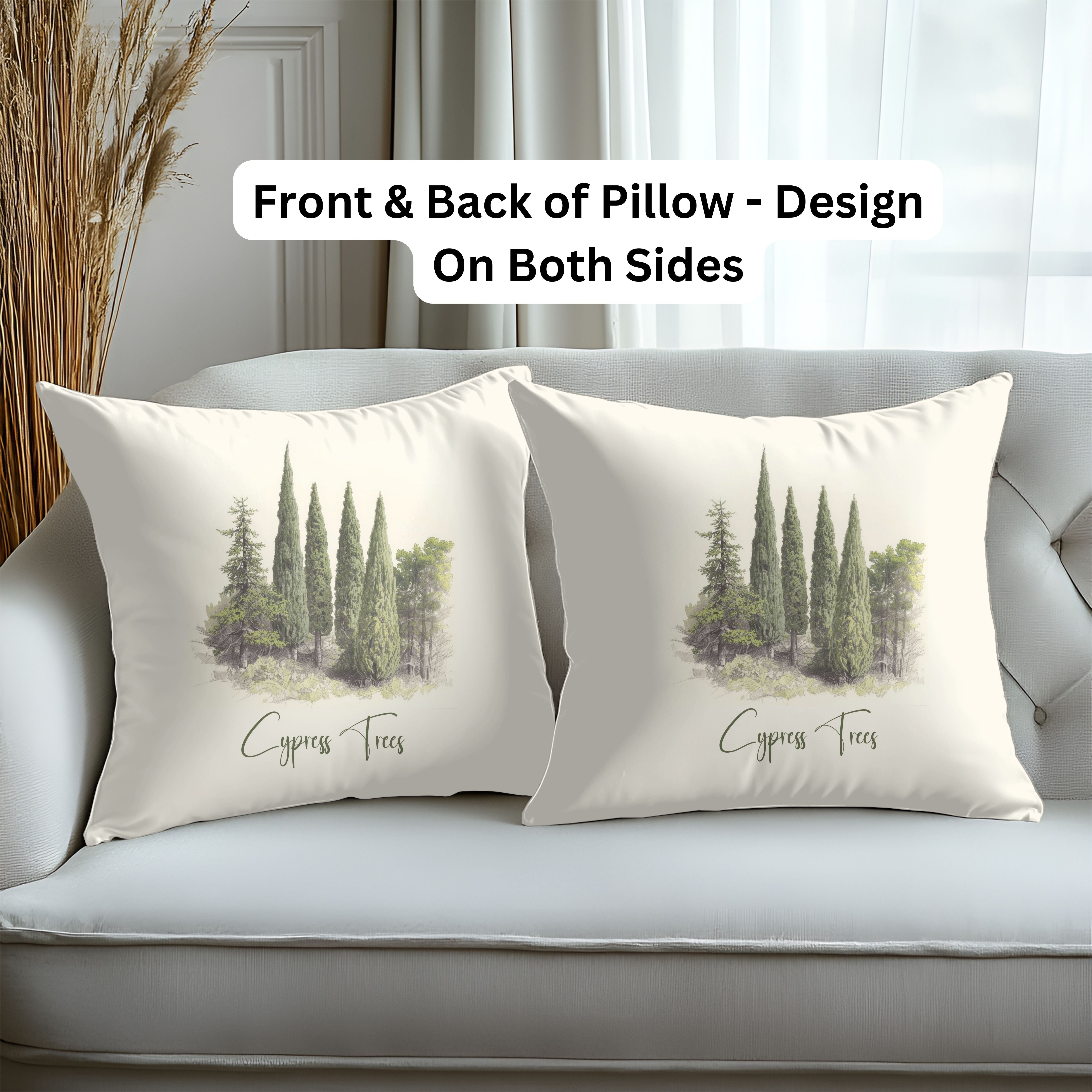 Cypress Trees Decorative Throw Pillows, Design Front & Back