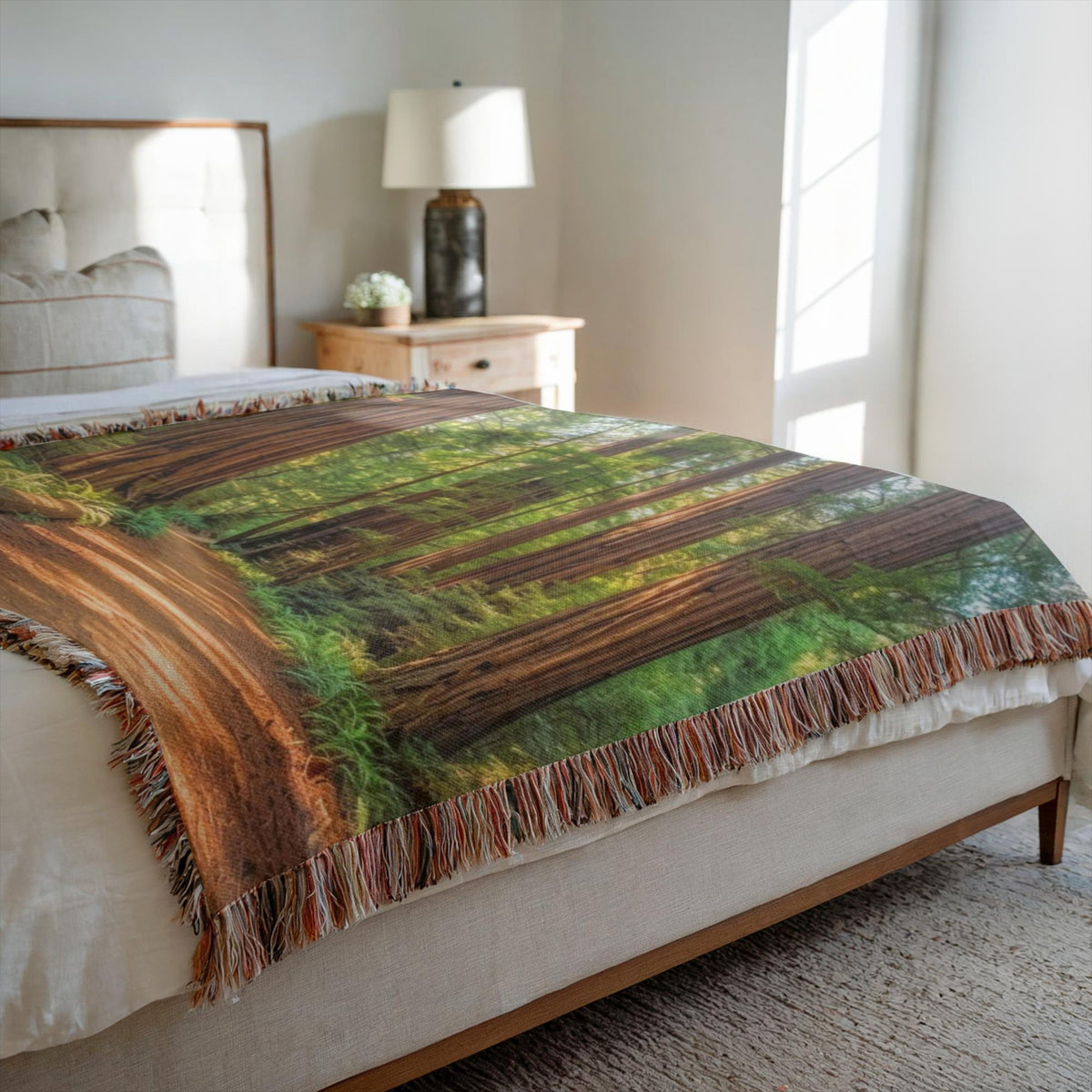 California Giant Redwood Trees Woven Throw Blanket