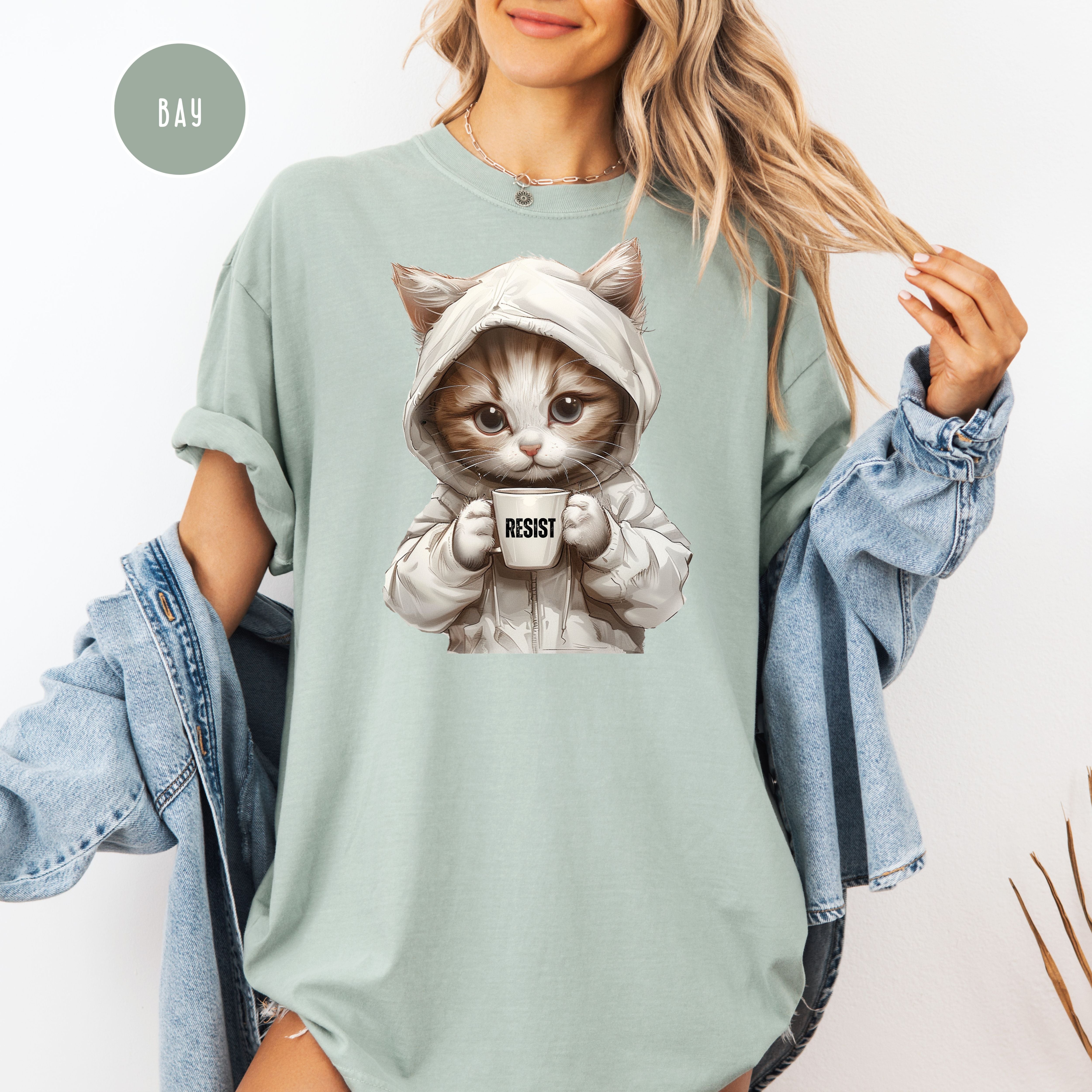 Anti-Trump cute Cat RESIST Protest Shirt, Resist Comfort Colors Political Democrat Gift Tee