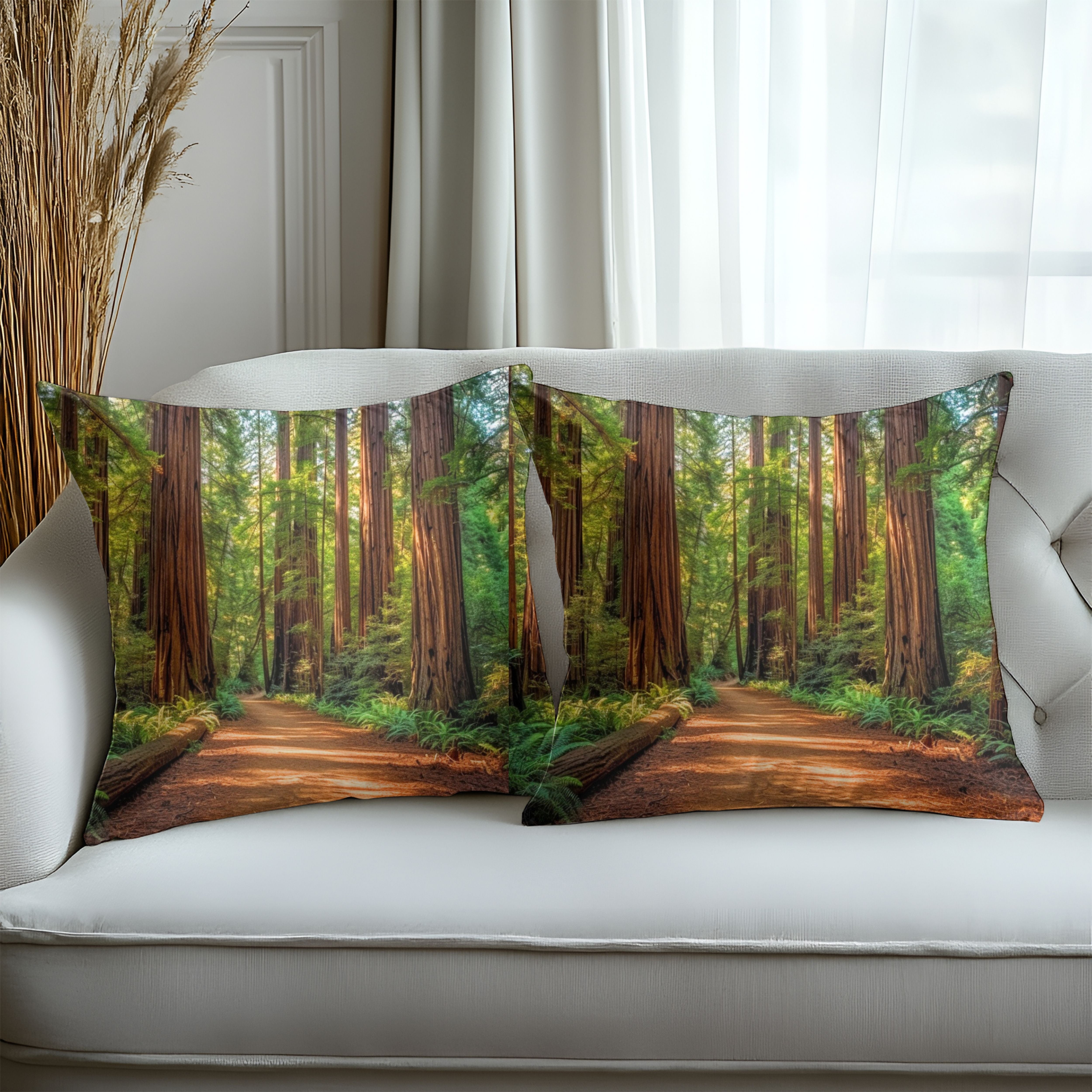 Redwood Trees Decorative Throw Pillows, Design Front & Back
