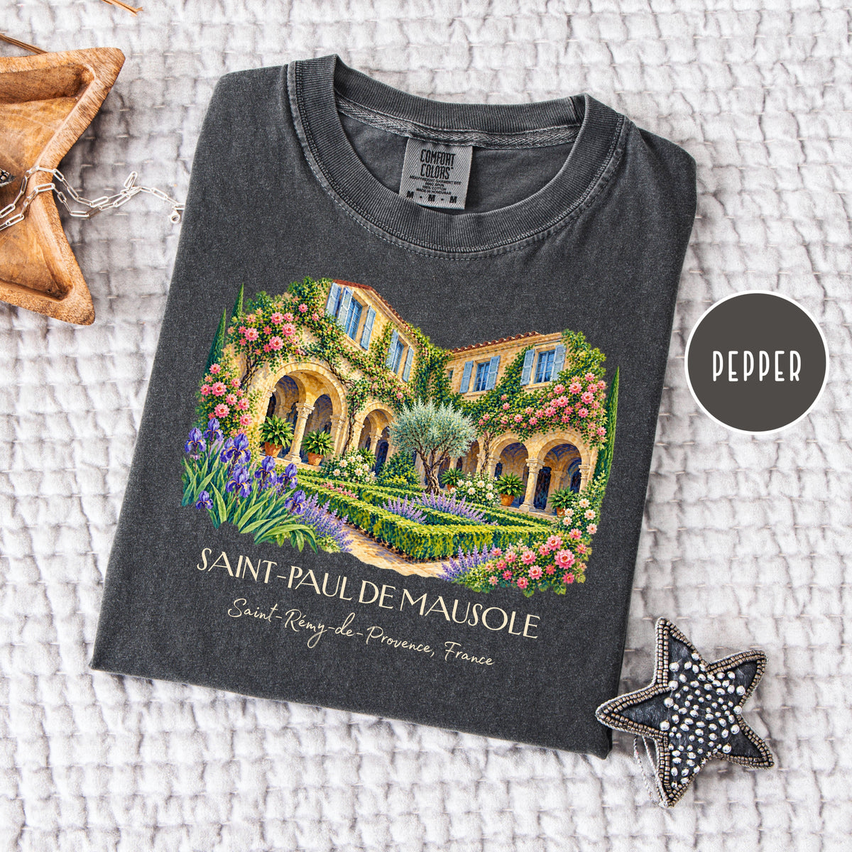 Van Gogh Inspired Comfort Colors Tee, Saint Remy de Provence France Shirt, South of France Travel Gift, France Vacation Tee, Art Lover Gift