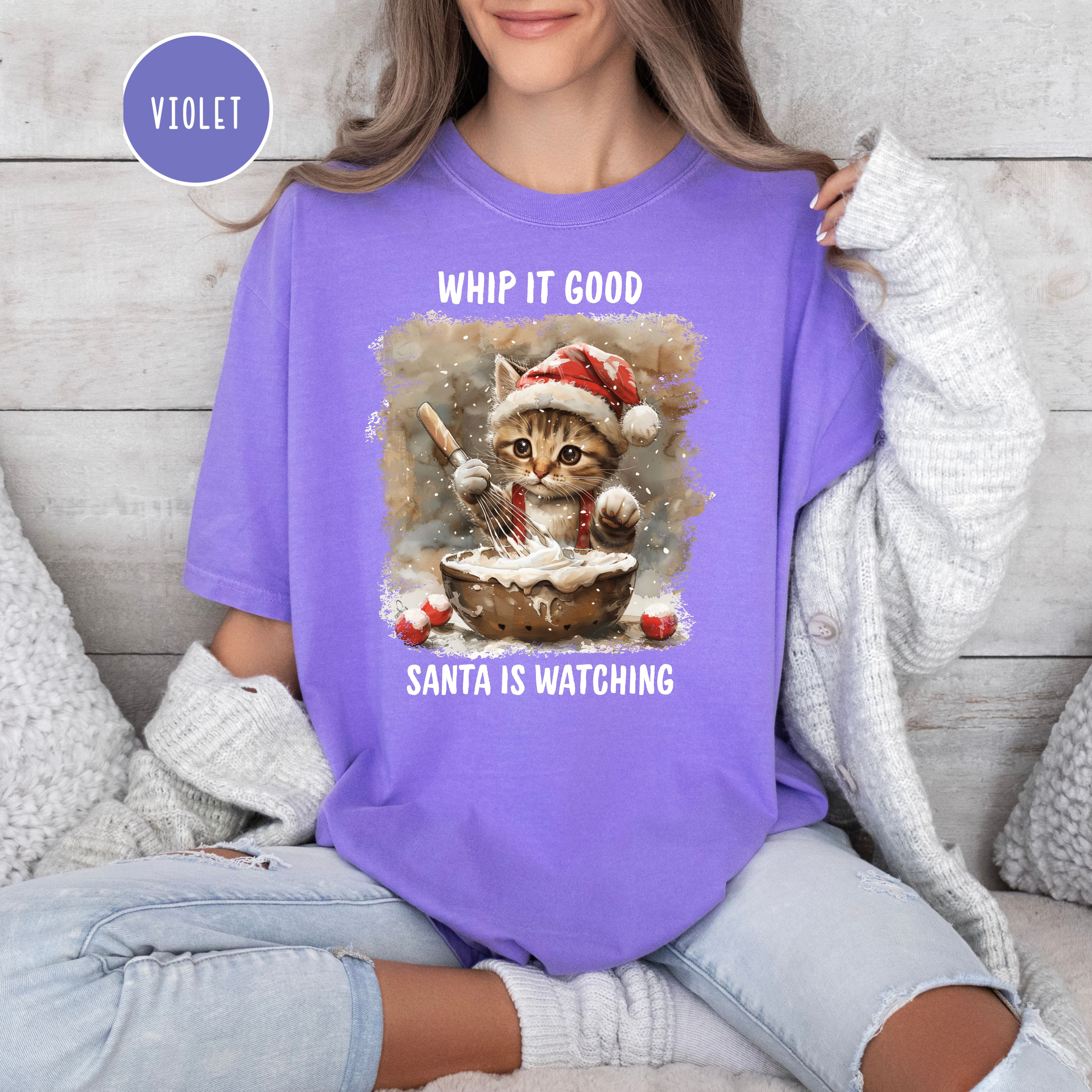 Cute Cat Comfort Colors Christmas Baking Tee Shirt