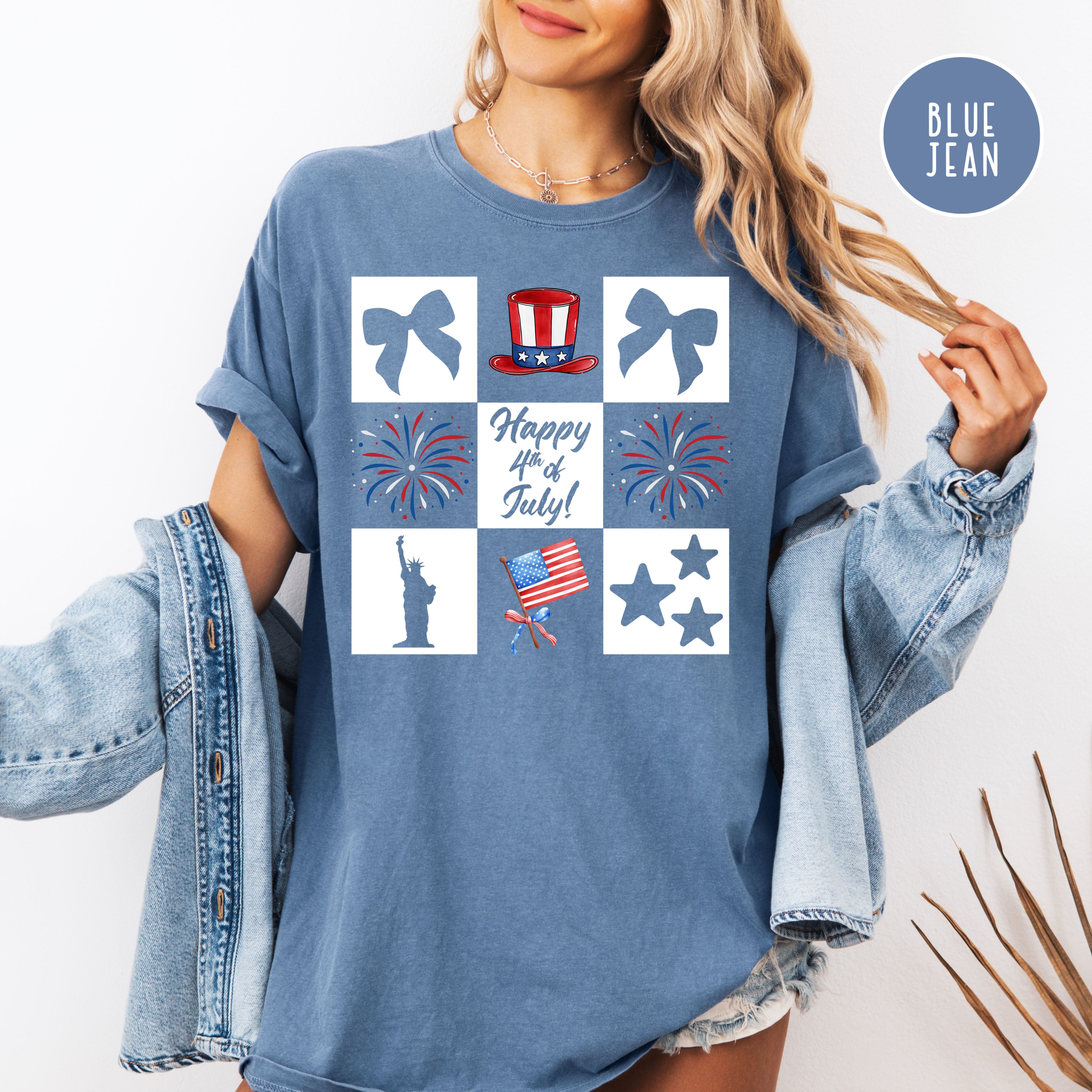 4th of July BBQ Checkerboard Shirt, Fourth of July Comfort Colors Tee