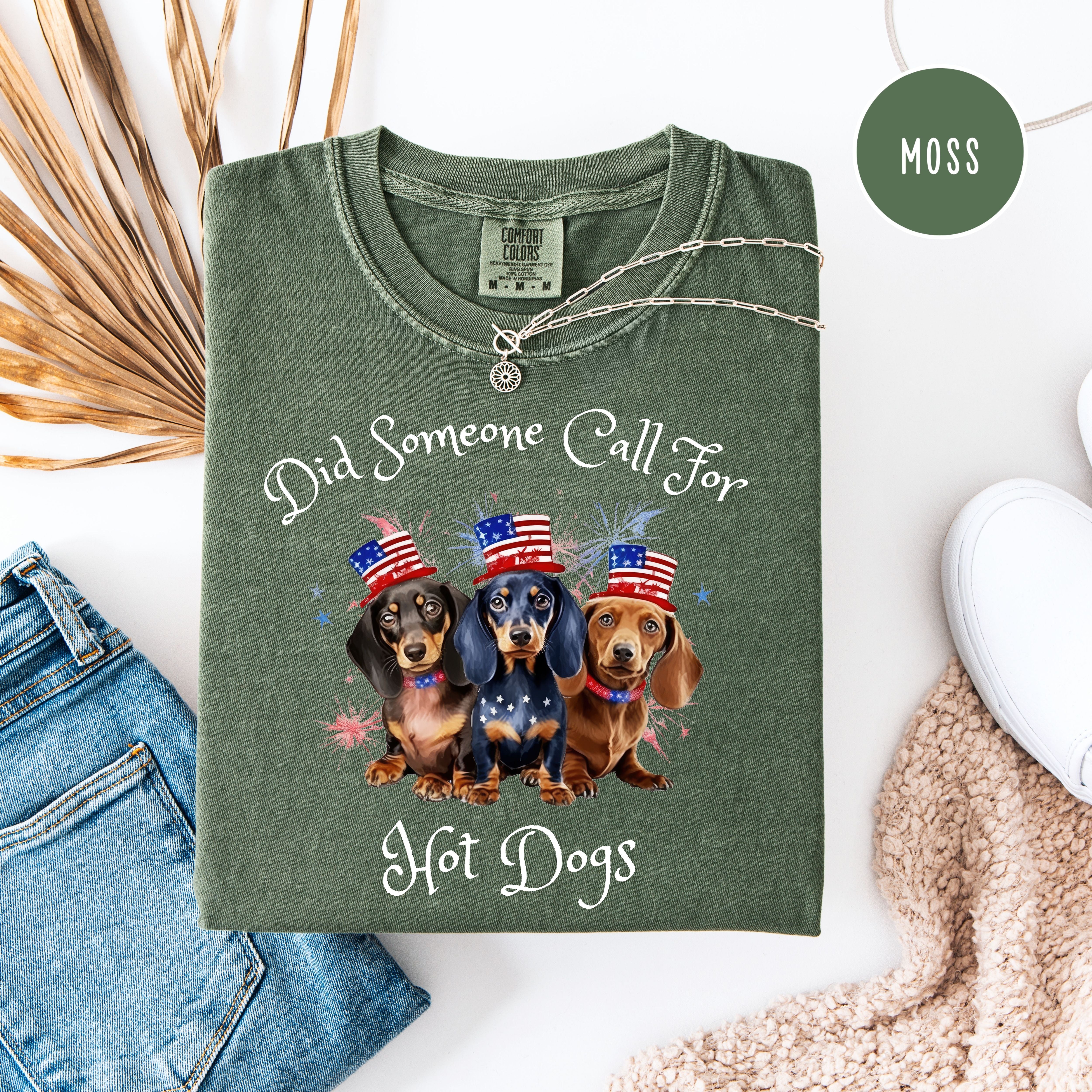 Funny 4th of July Unisex Comfort Colors Gift for Dachshund Lover Tee