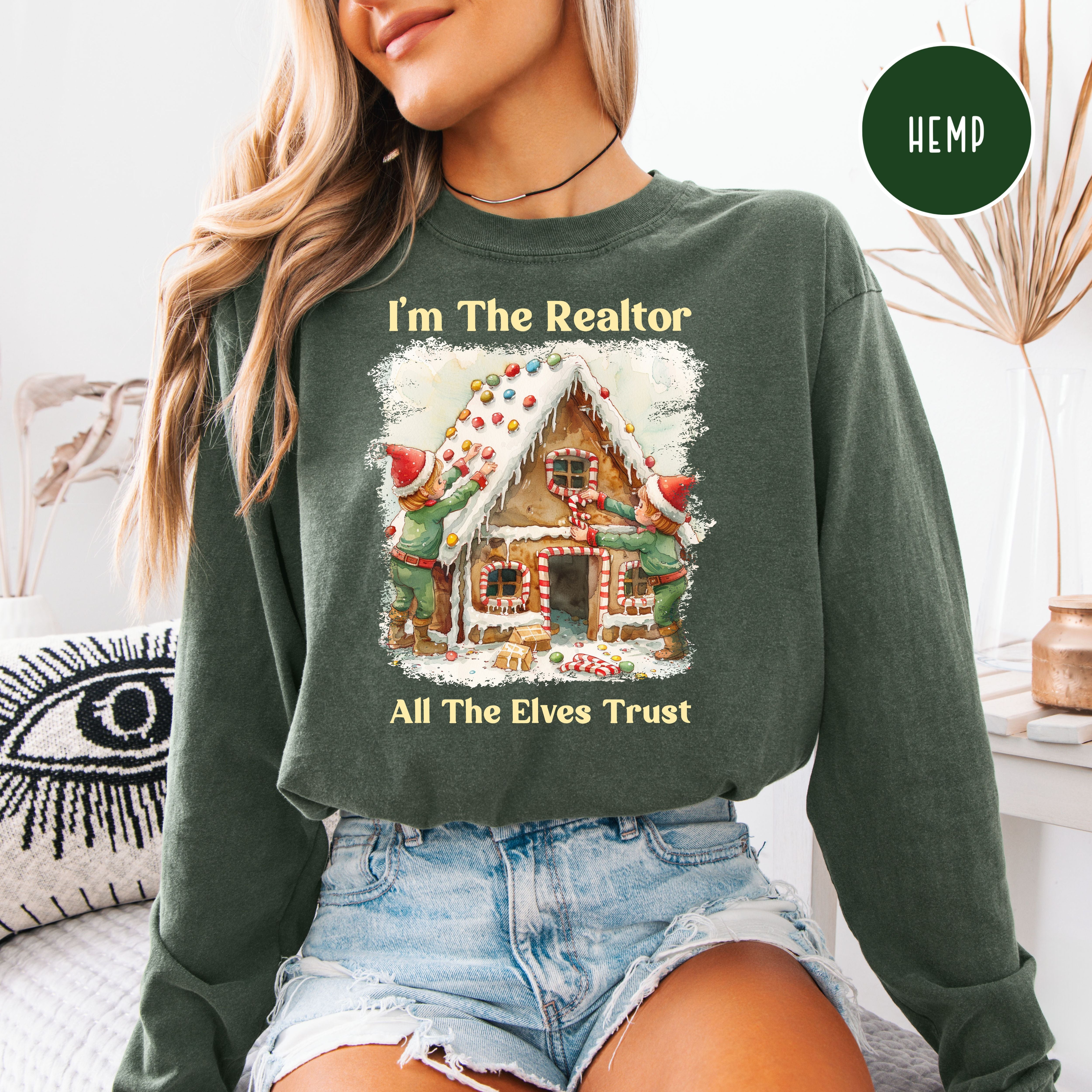 Funny Christmas Real Estate Agent Unisex Comfort Colors Long Sleeve Shirt