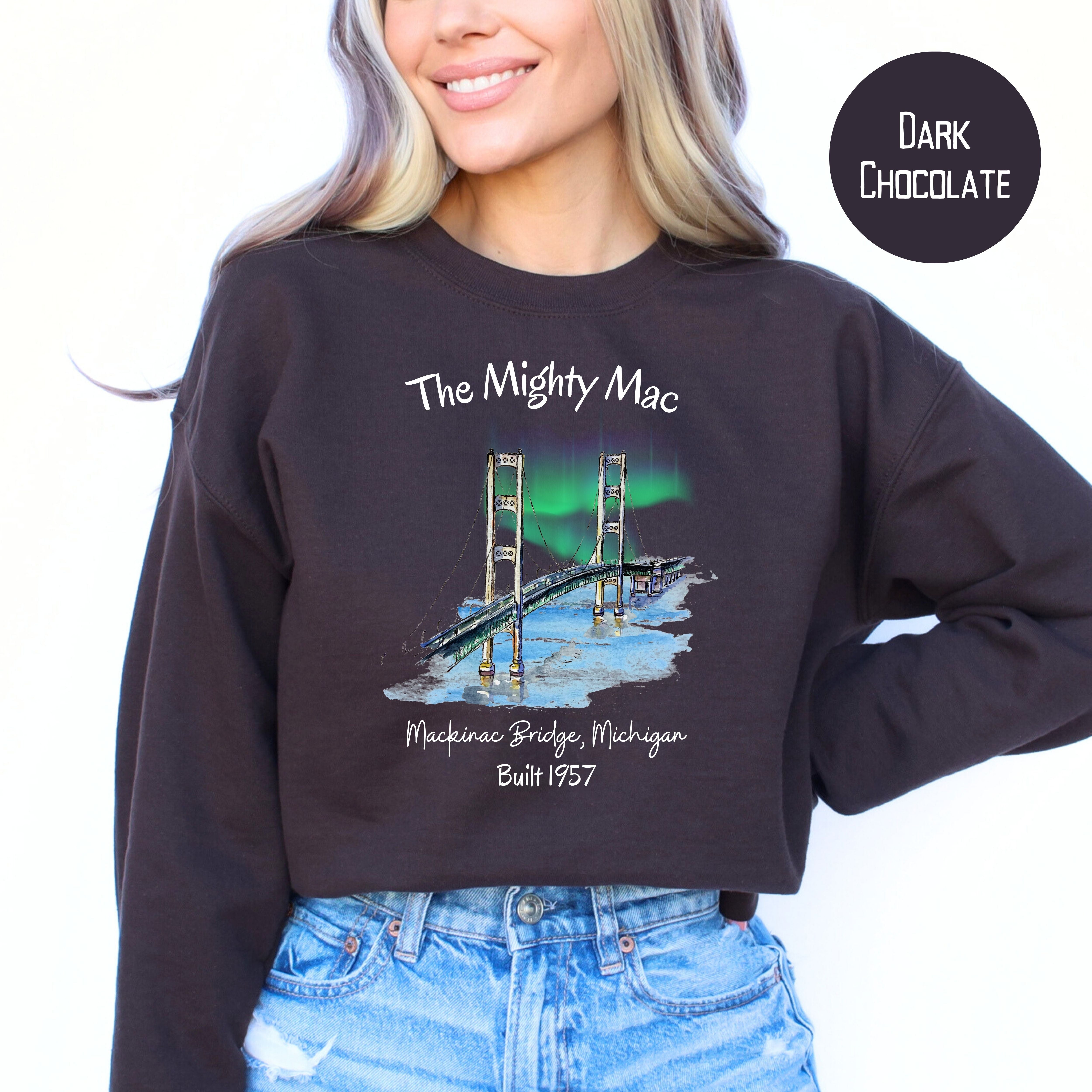 Northern Lights Over The Mackinac Bridge Sweatshirt