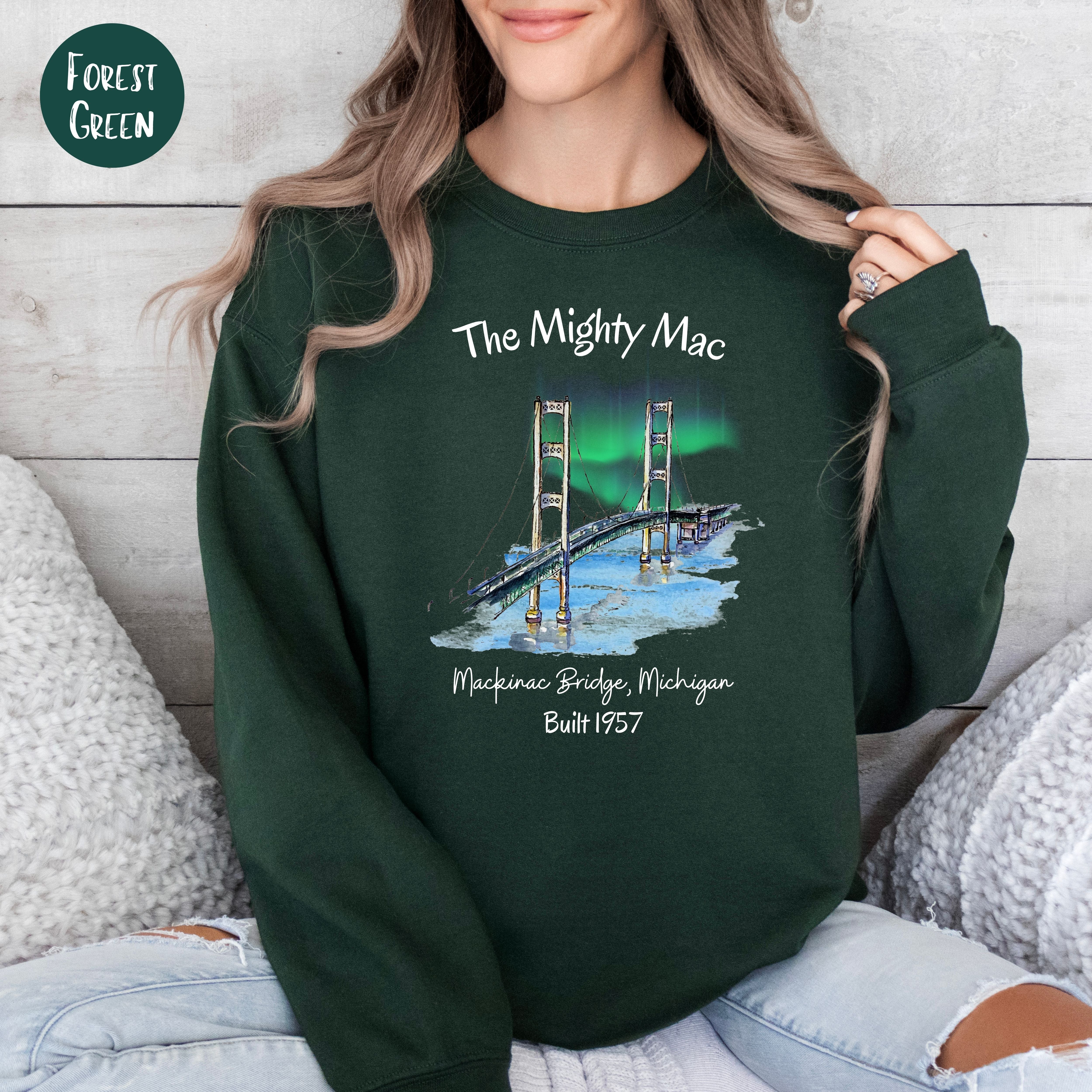 Northern Lights Over The Mackinac Bridge Sweatshirt