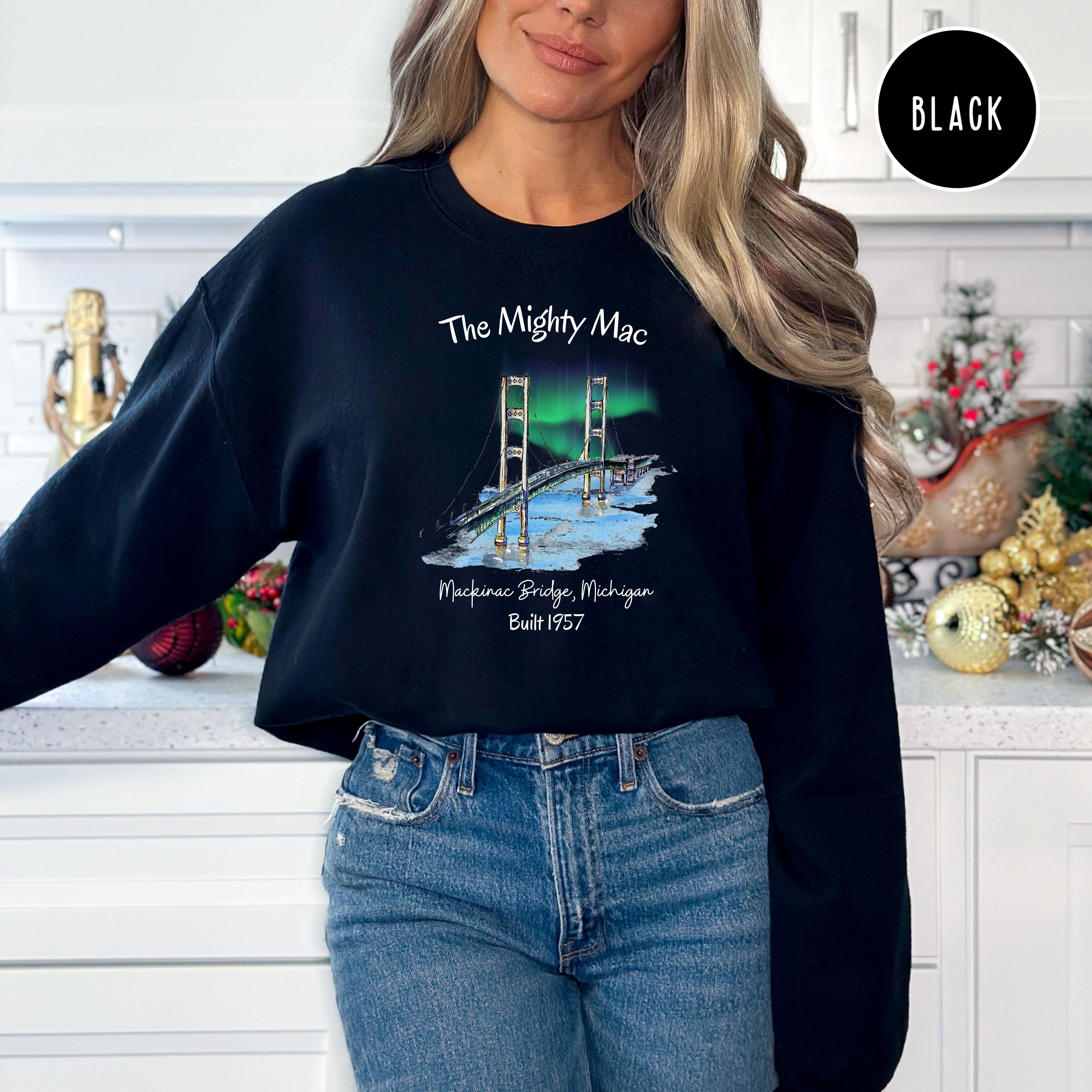 Northern Lights Over The Mackinac Bridge Sweatshirt