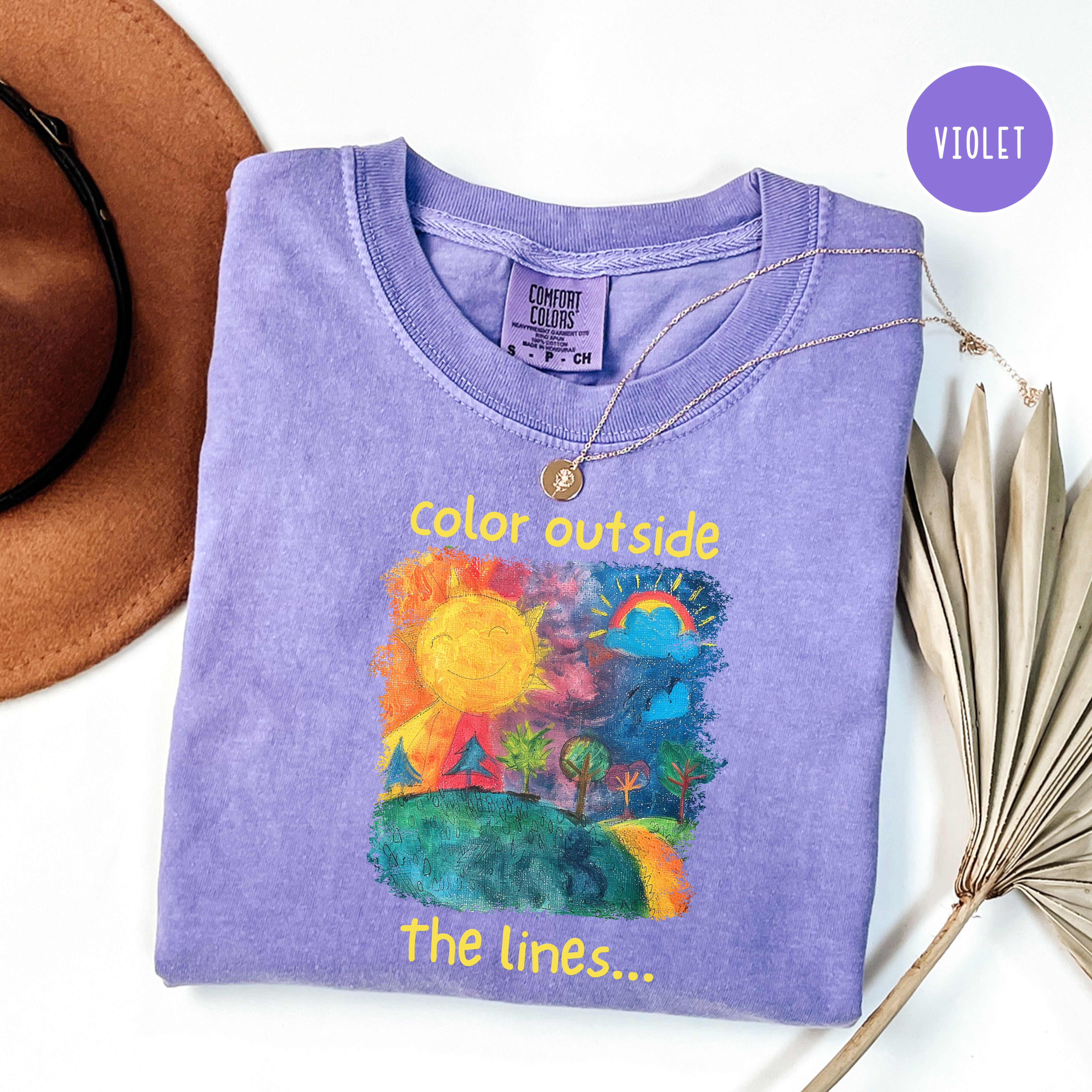 Color Outside The Lines Comfort Colors Be Yourself Tee, Positivity Shirt, Happiness Shirt, Playful and Inspiration, Motivational Gift Shirt