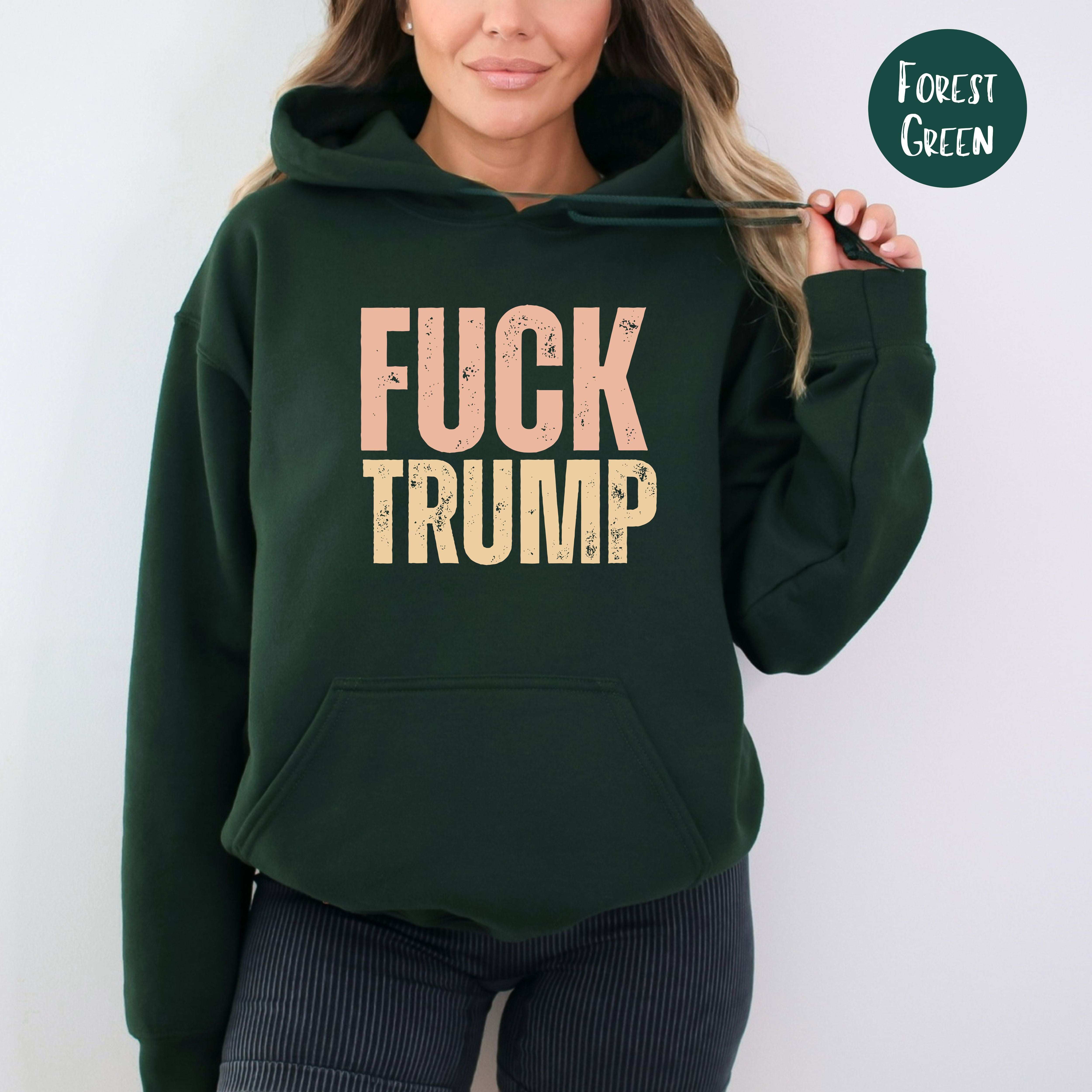 Fuck Trump Protest Hoodie, Fuck Trump Unisex Pullover Gildan Hooded Sweatshirt