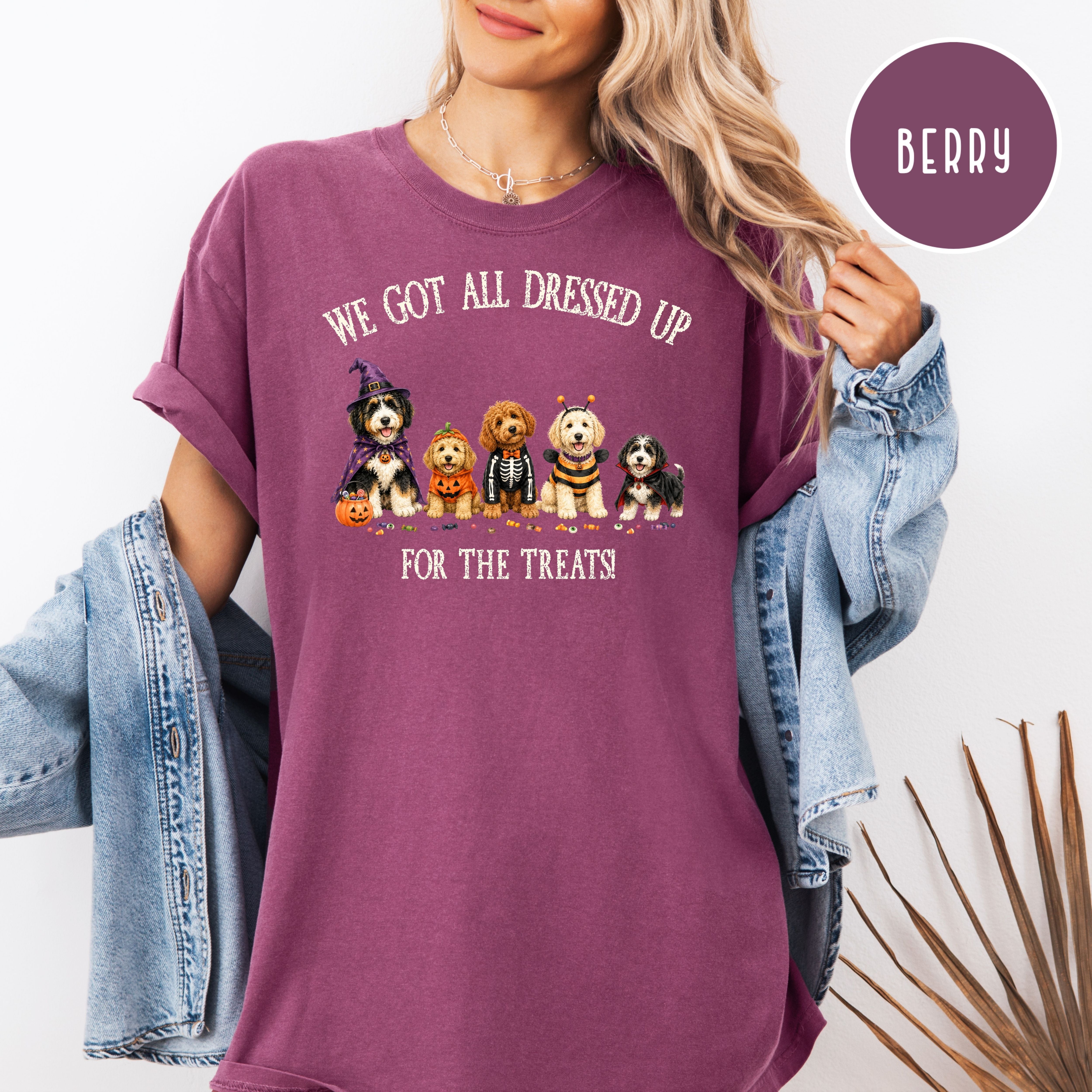 Halloween & Doodles Funny Dog Lover Comfort Colors T-Shirt, Doodle Dog Lover Halloween Gift, Doodle Dogs Halloween Costumes for Treats Shirt