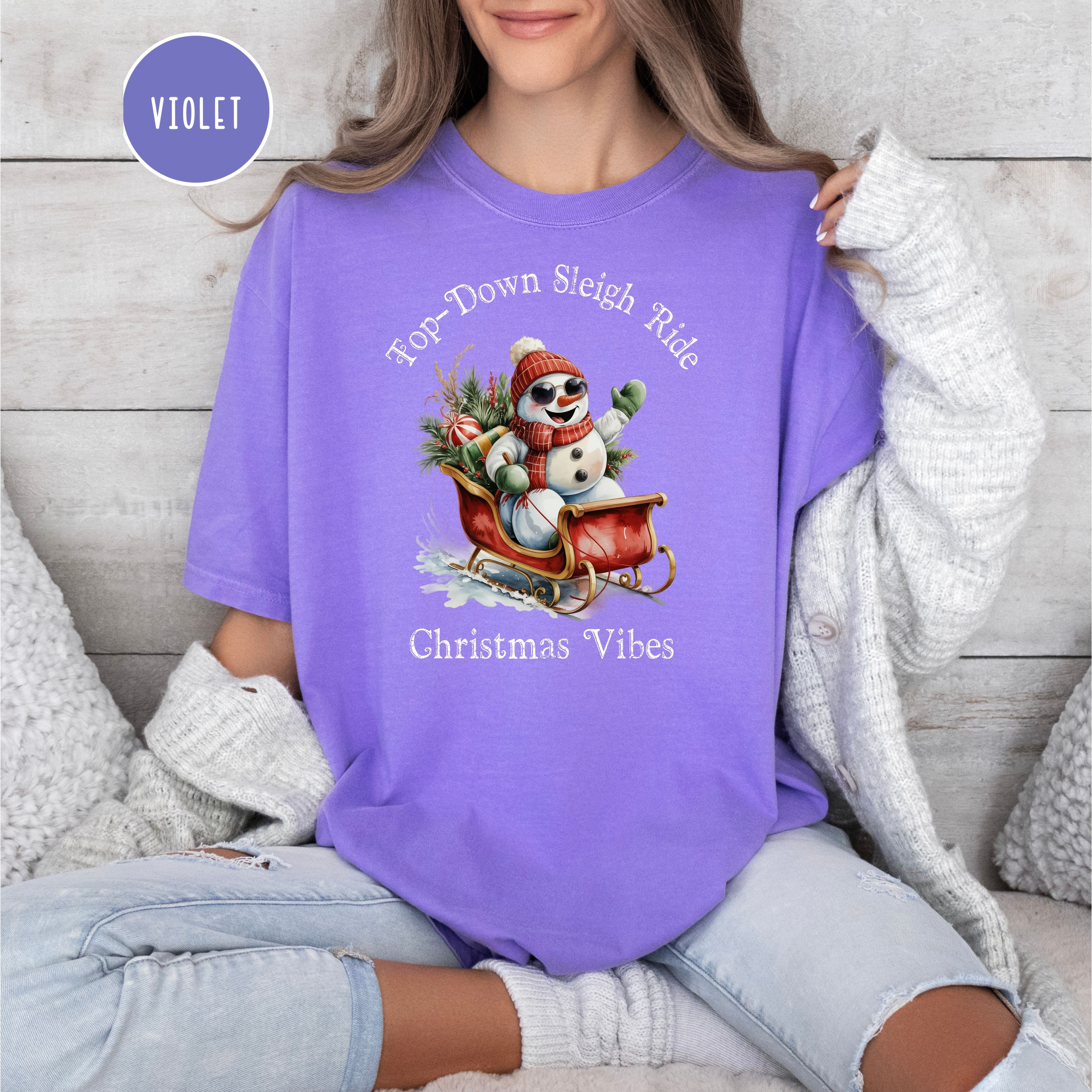 Top-Down Sleigh Ride Christmas Vibes Comfort Colors Gift Shirt