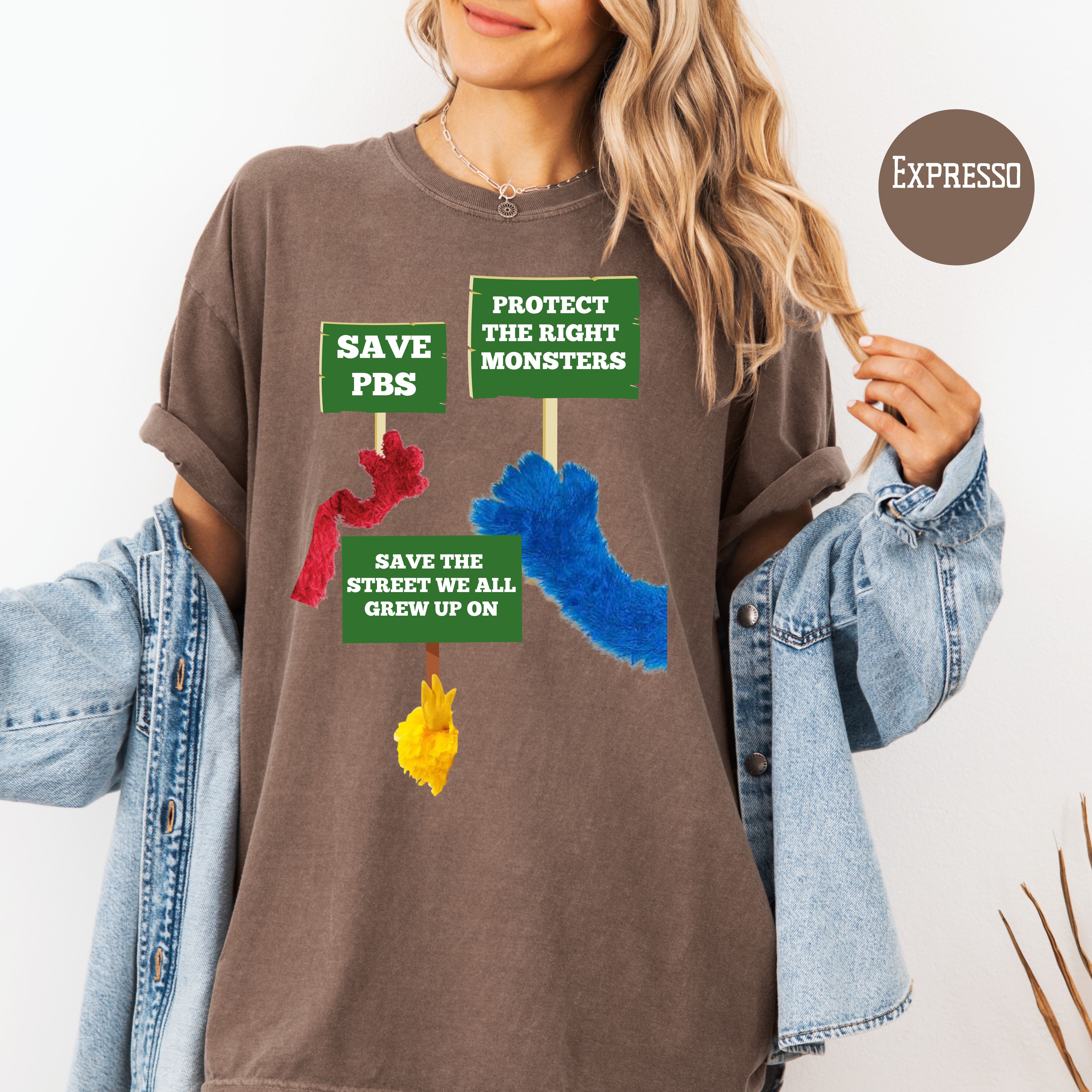 Protect The Right Monsters Comfort Colors Save PBS Protest Tee