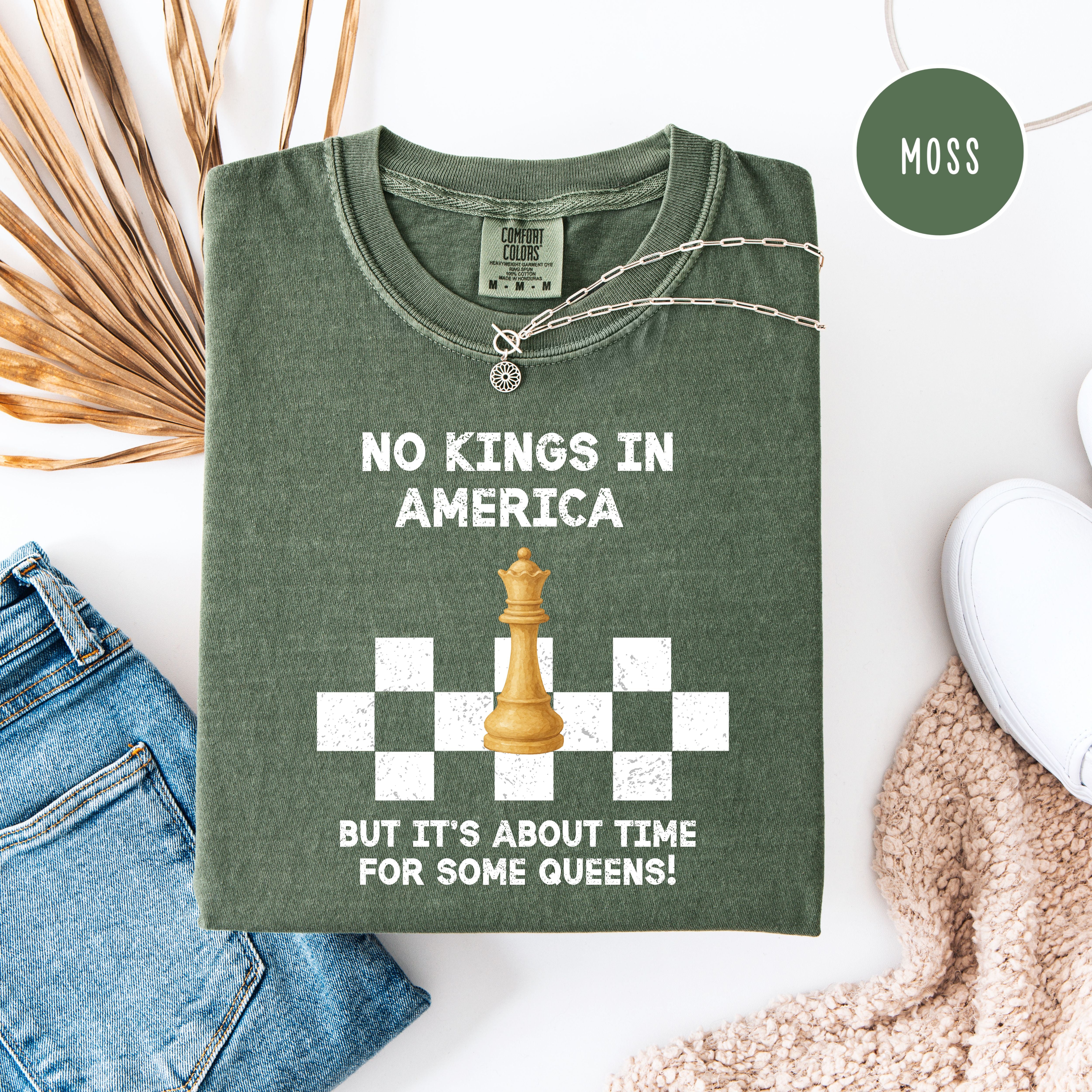 Chess Lover No Kings in America Anti-Trump Protest Comfort Colors Tee