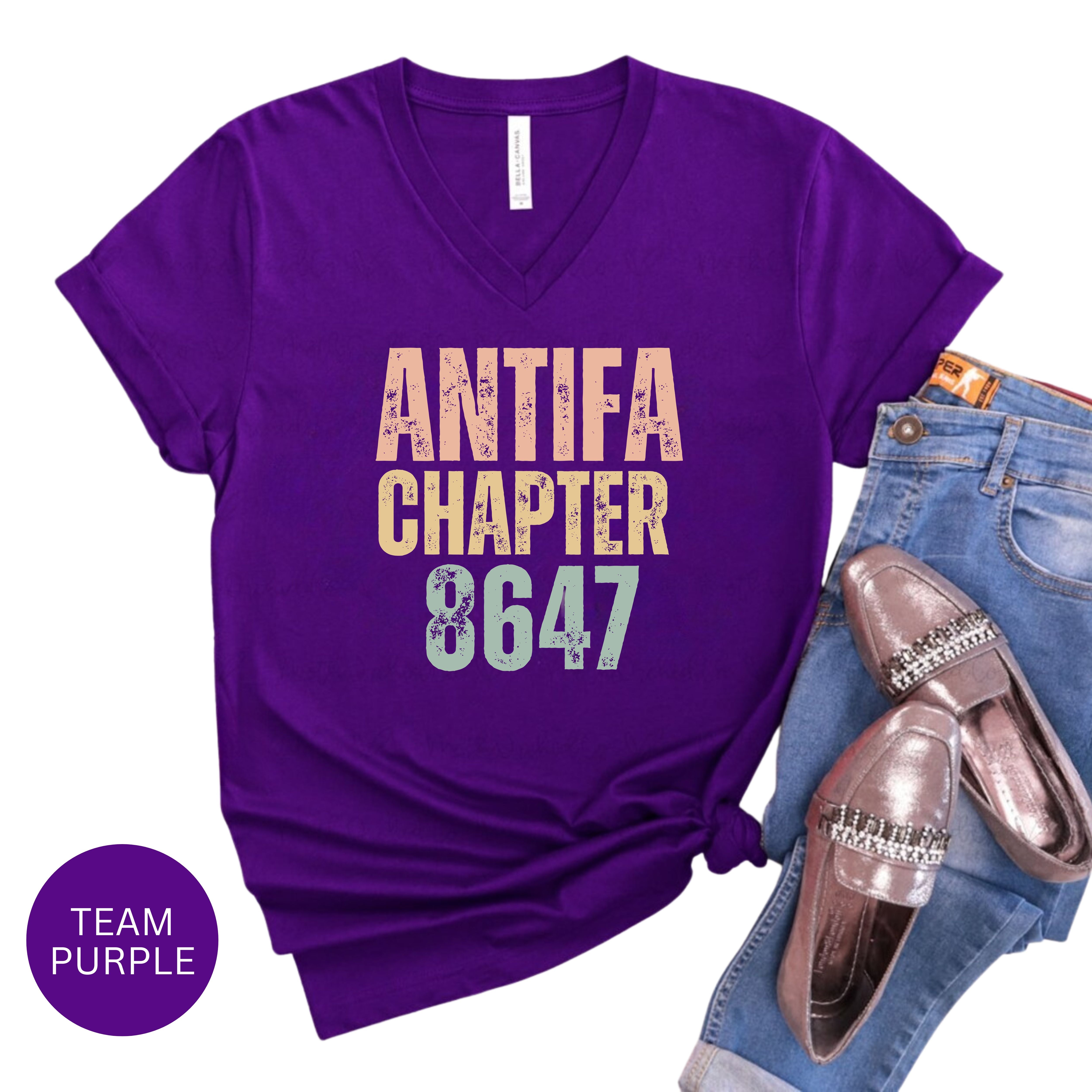 Antifa Chapter 8647 Bella Canvas V-Neck Tee, Protest Tee Shirt