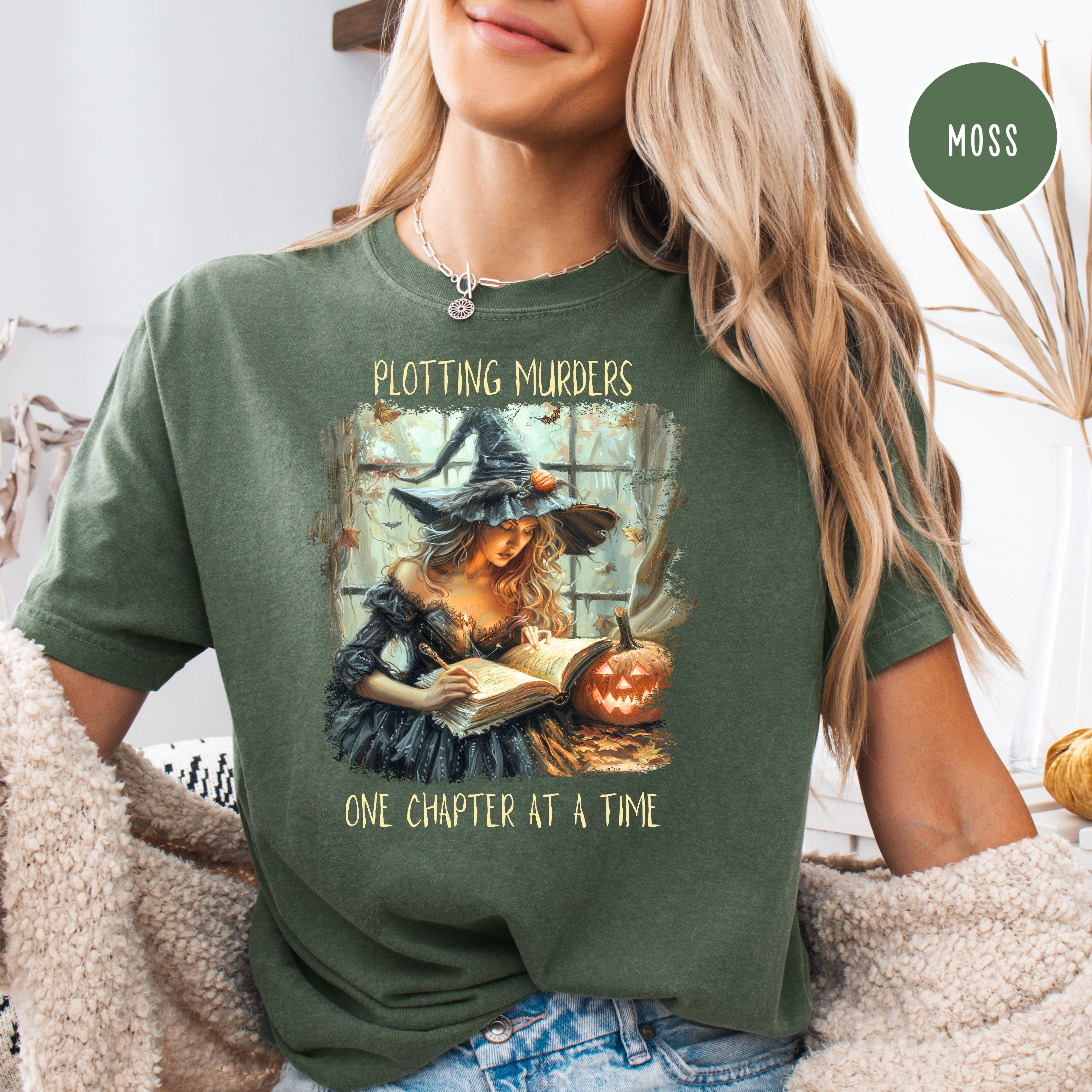 Female Murder Mystery Writer Comfort Colors Halloween Witch Shirt