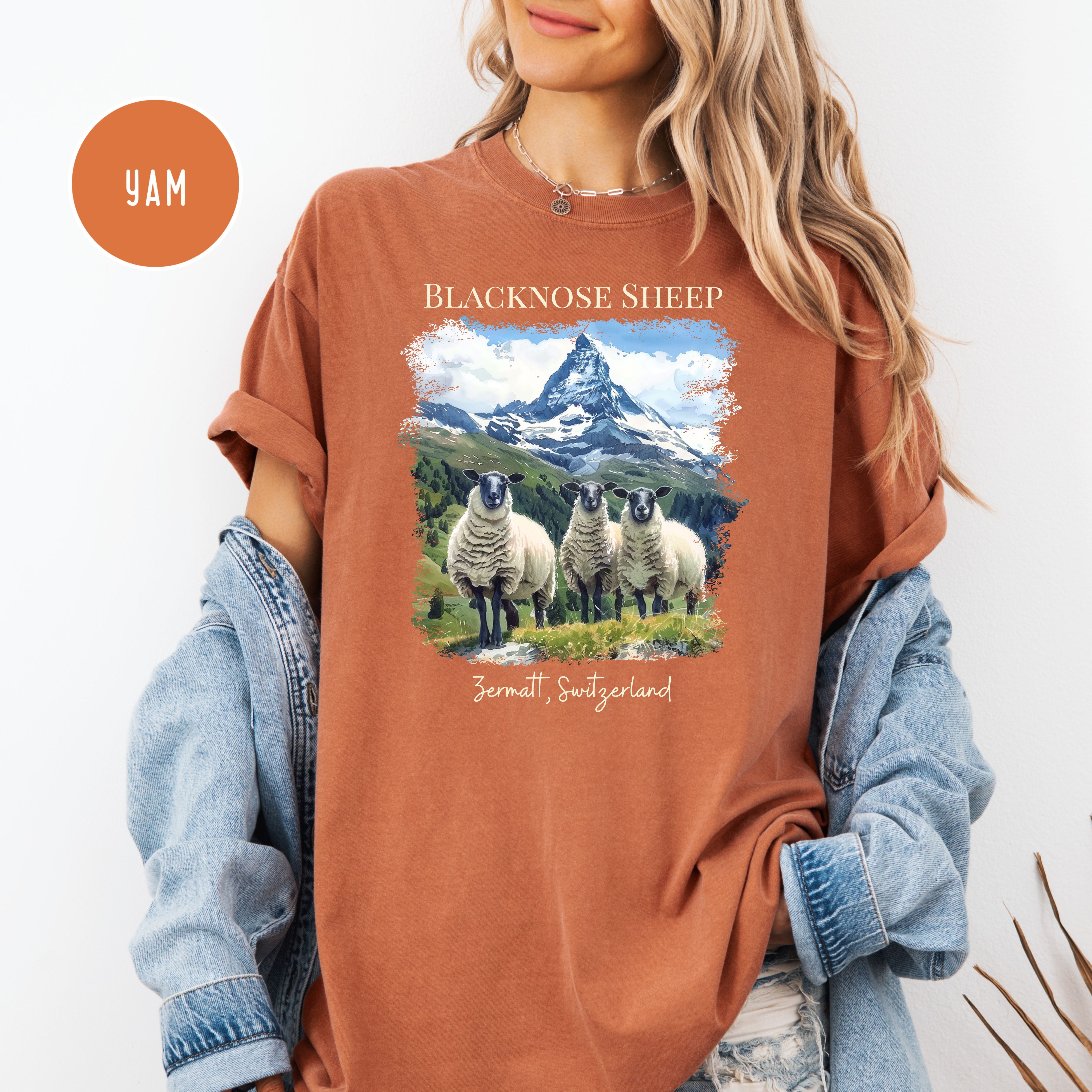 Blacknose Sheep in Zermatt Switzerland Comfort Colors Matterhorn Swiss Alps Vacation Gift Tee