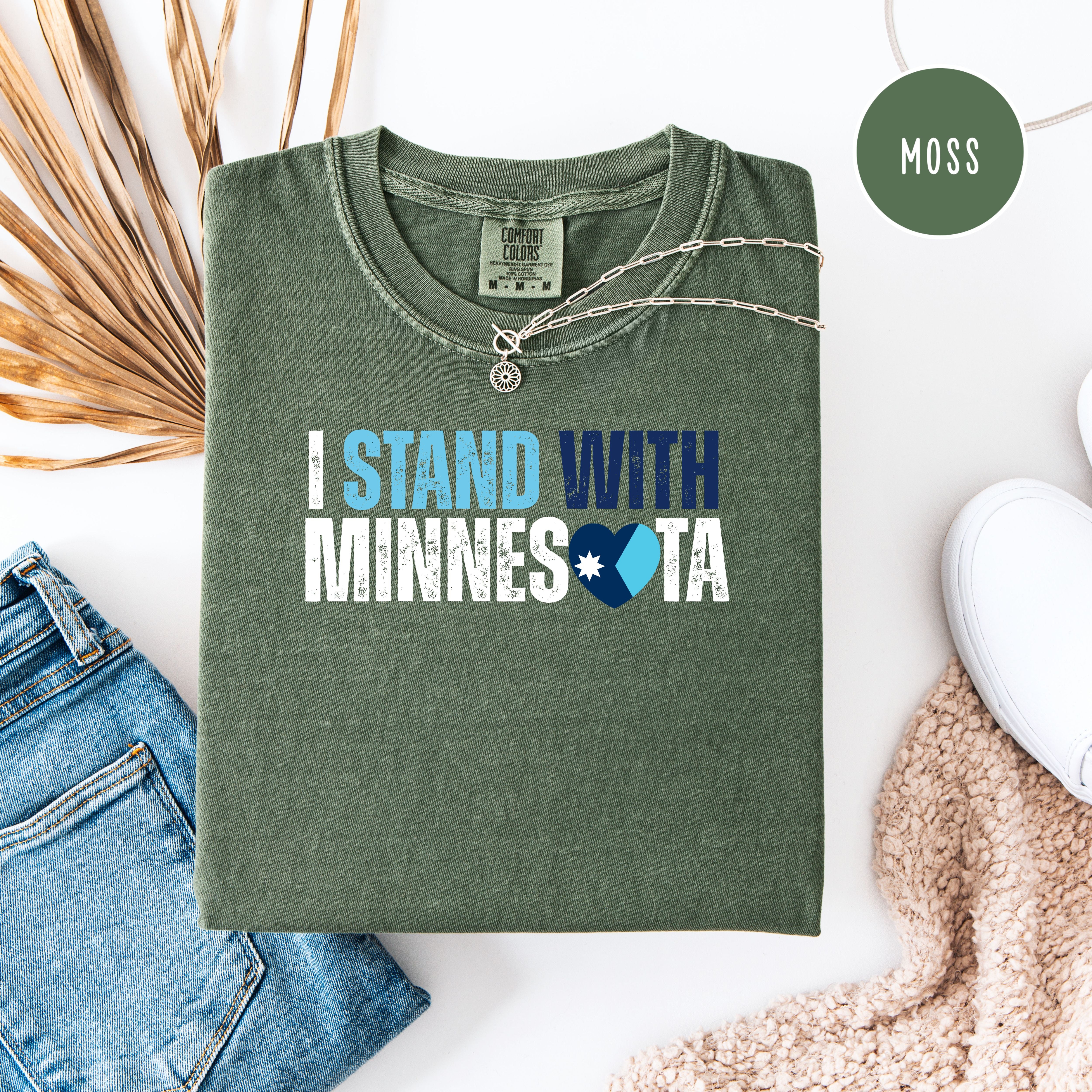 I Stand With Minnesota Unisex Comfort Colors T-Shirt, Minnesota Minneapolis Gift, Anti Trump, Anti ICE, Minnesota Gift Shirt