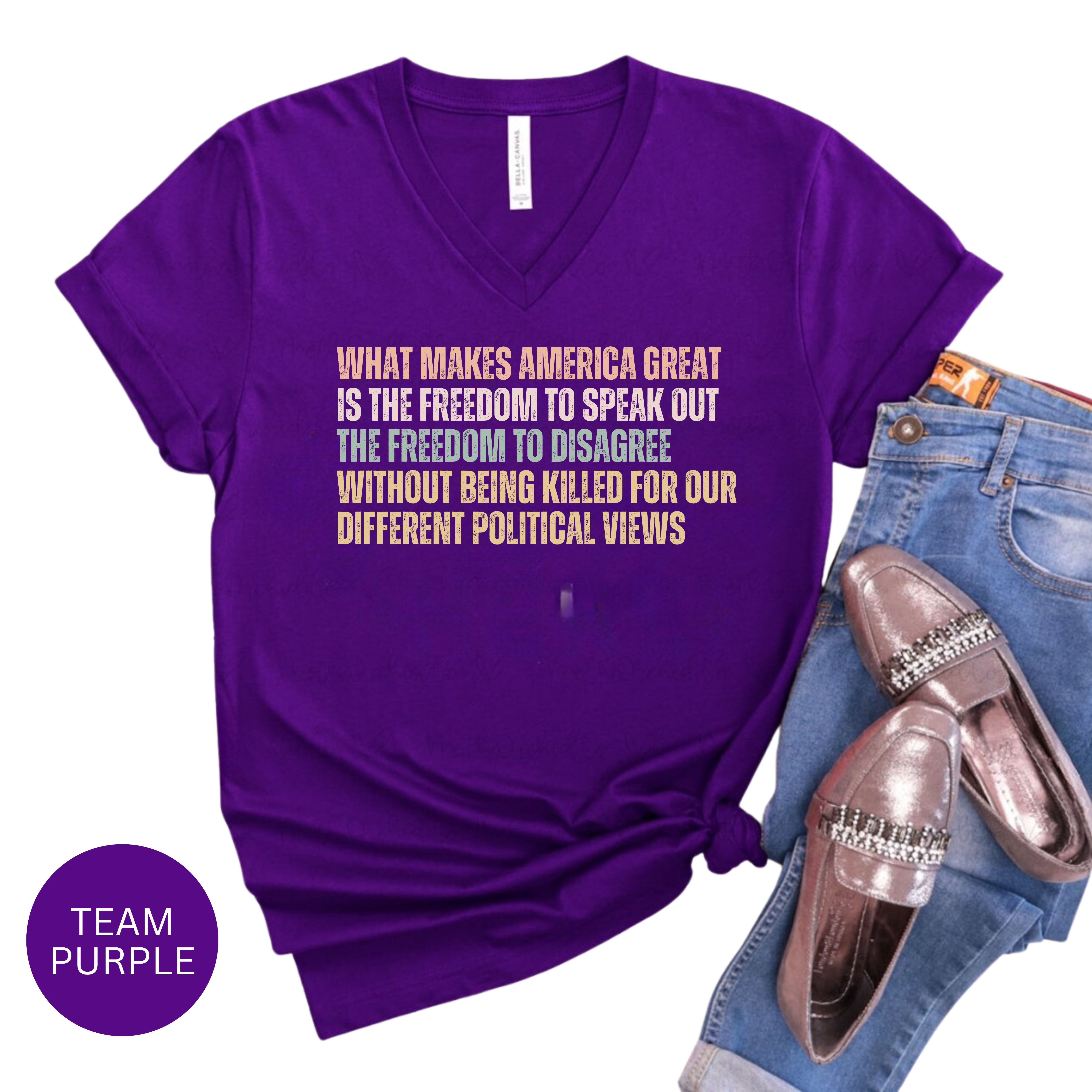 Freedom To Disagree Bella Canvas V-Neck Tee, Protest Tee Shirt