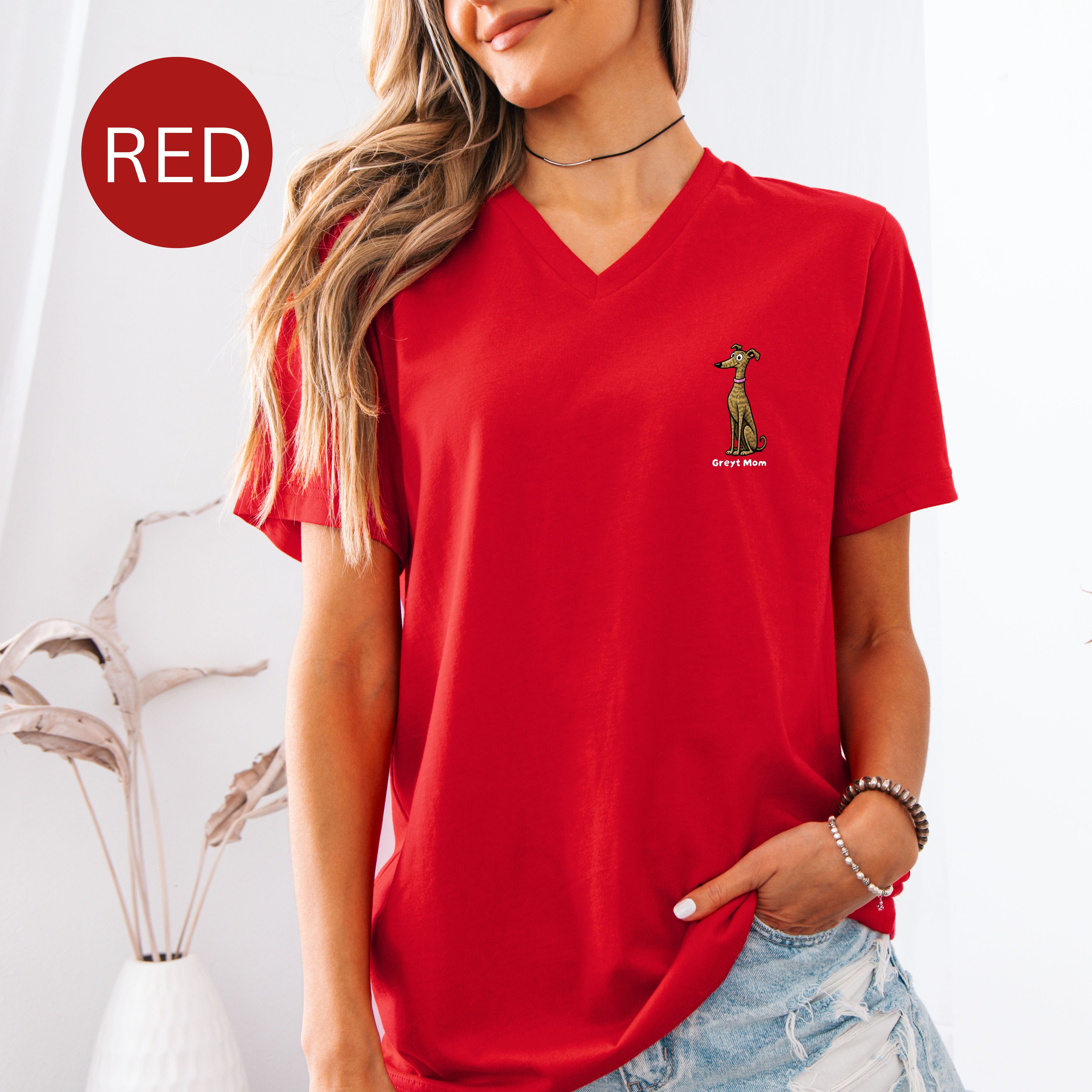 Greyhound Mom Bella Canvas V-Neck Tee, Greyt Mom Tee Shirt, Greyhound Lover Gift, Greyhound Mom Gift