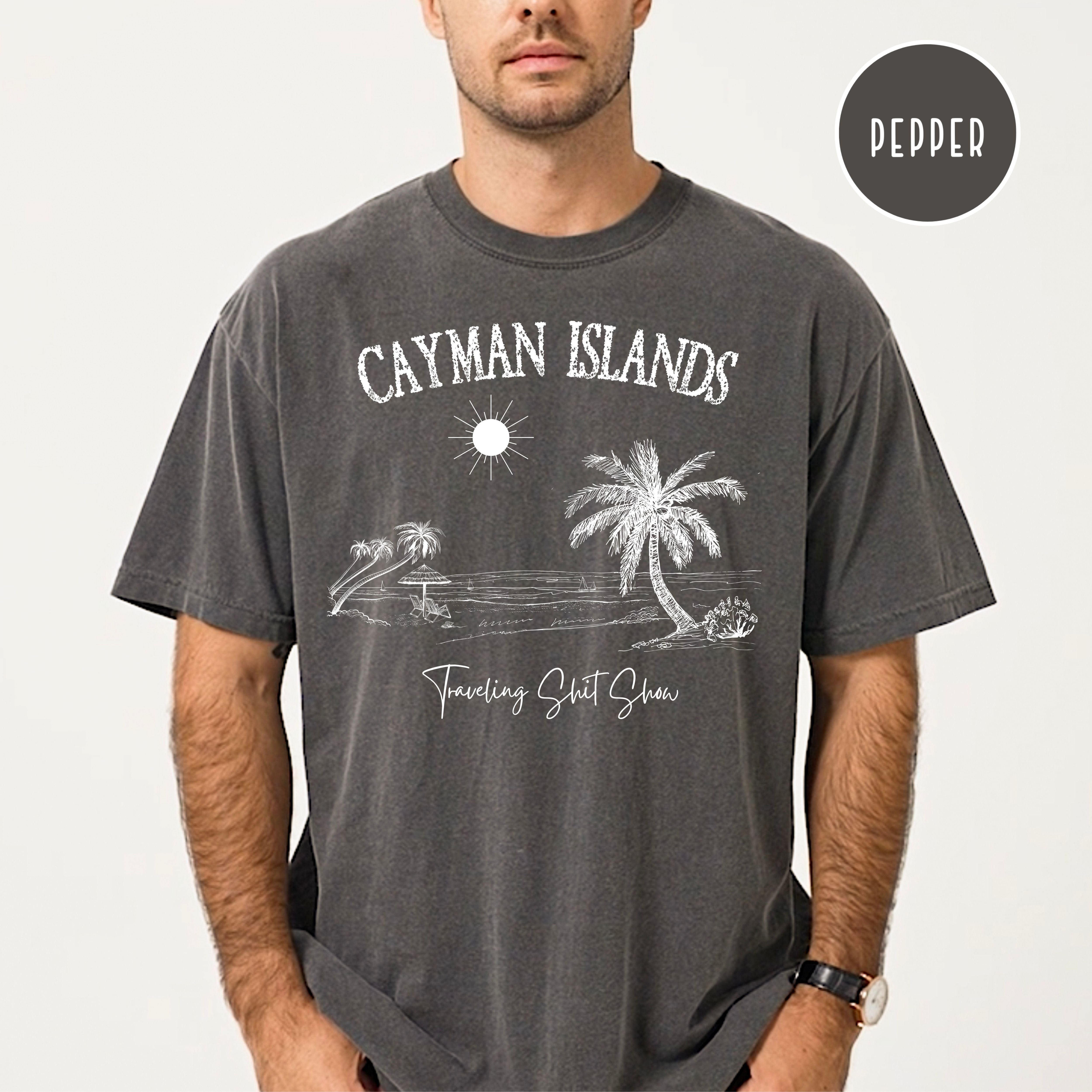 Custom Cayman Islands Caribbean Comfort Colors T-Shirt, The Traveling Shit Show
