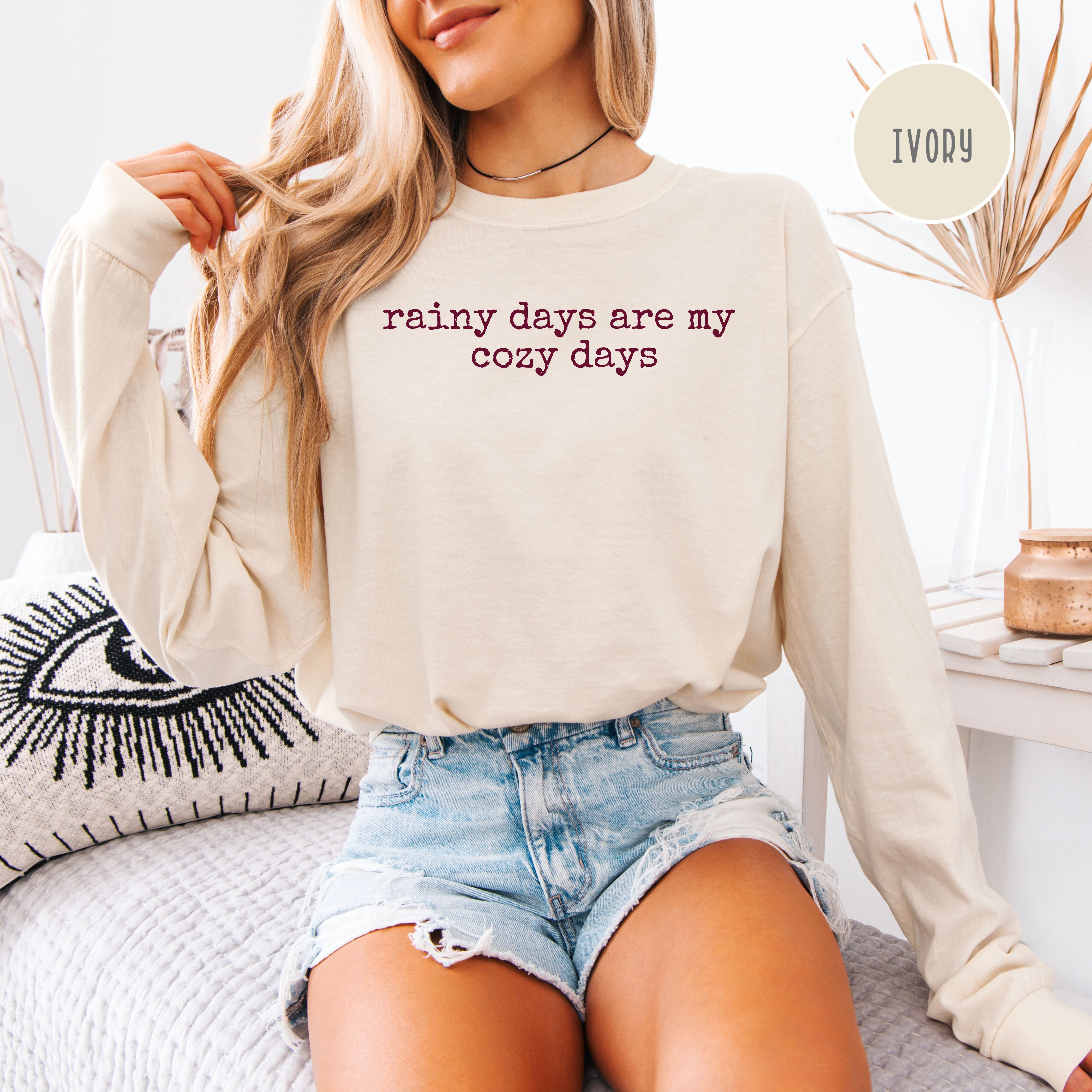 Rainy Days Are My Cozy Days Unisex Long Sleeve Comfort Colors T-Shirt, I Love Rainy Days Shirt