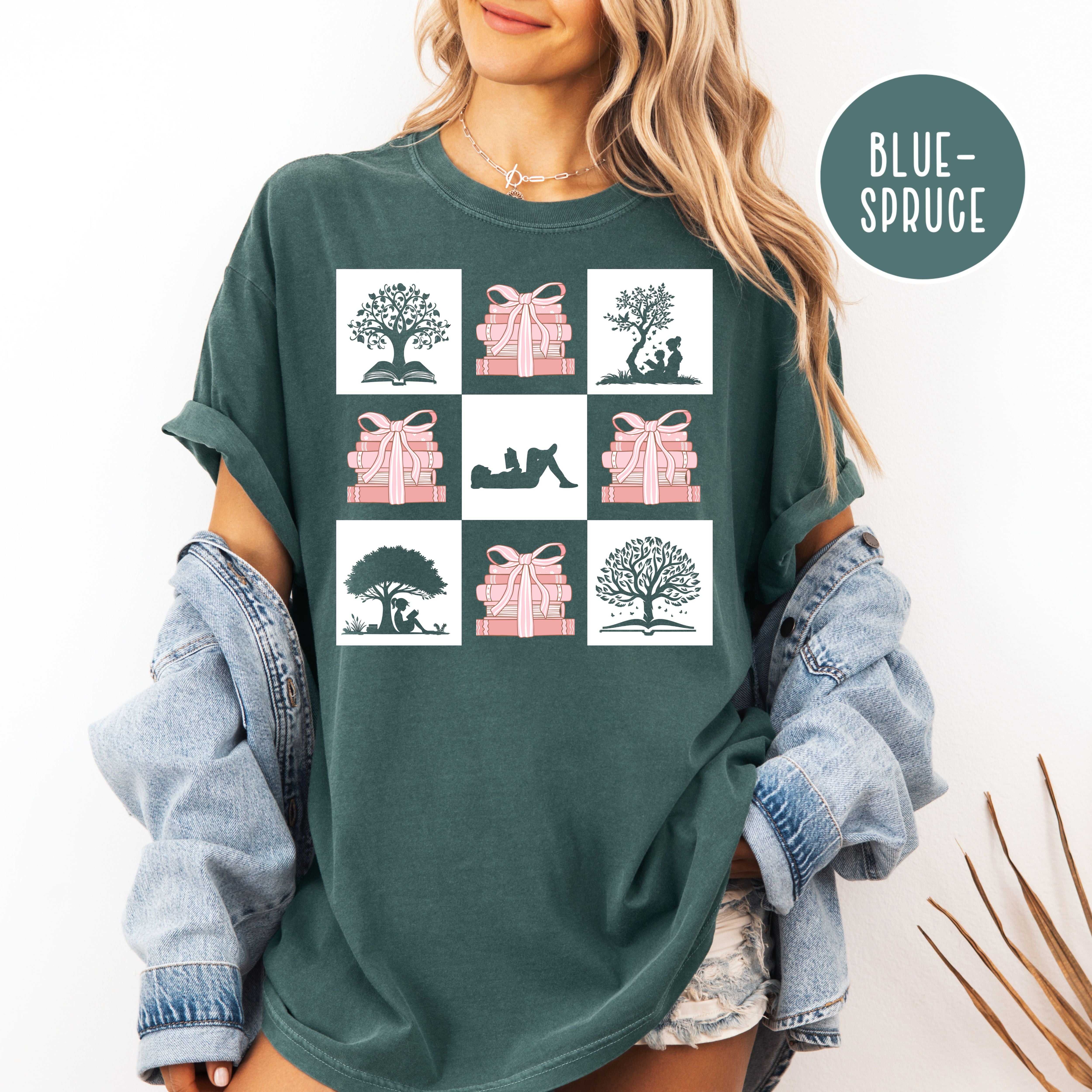 Coquette Books and Bows Reading Shirt For Book Lover, Comfort Colors Teacher Gift Tee