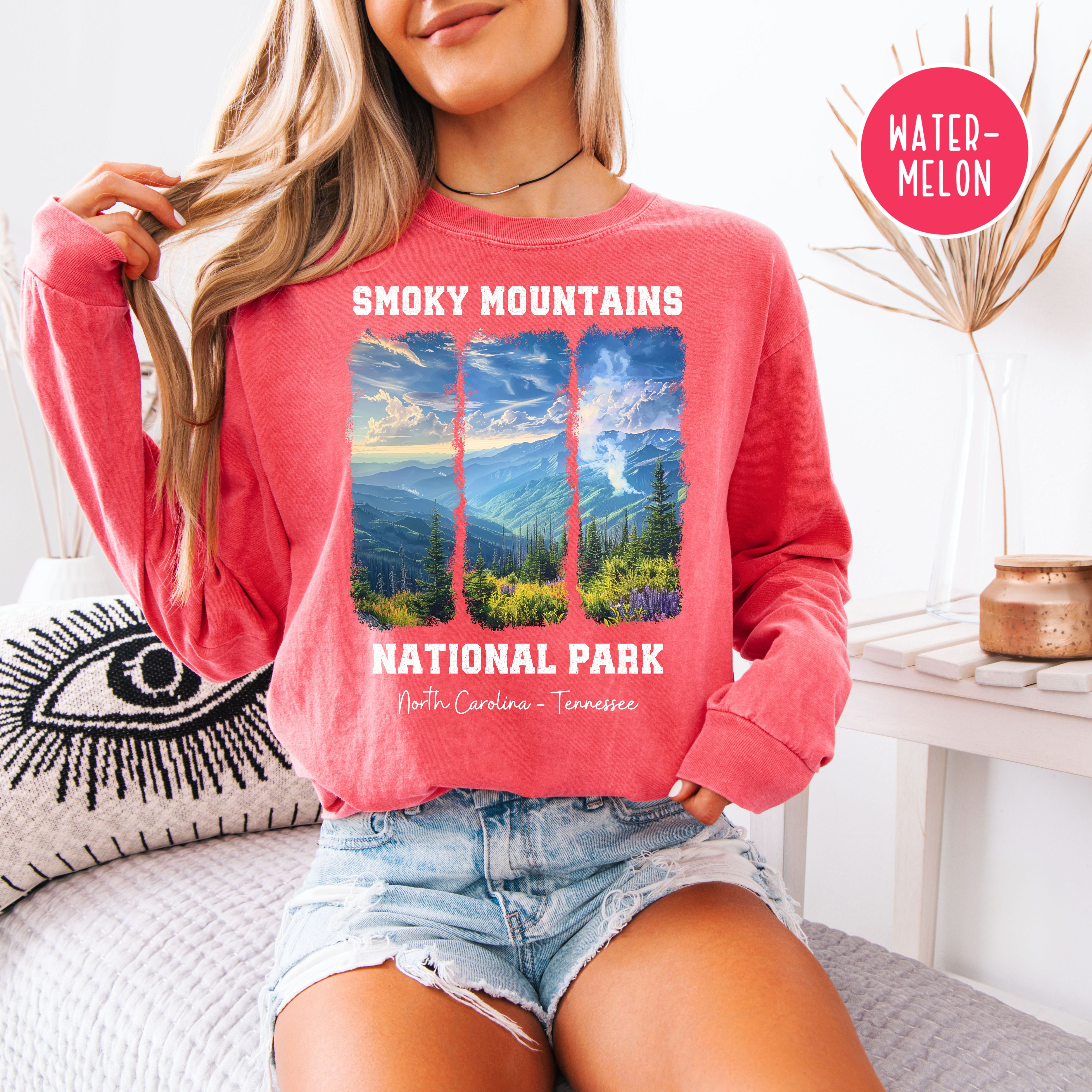 Smoky Mountains National Park Comfort Colors Long Sleeve Unisex Tee Shirt