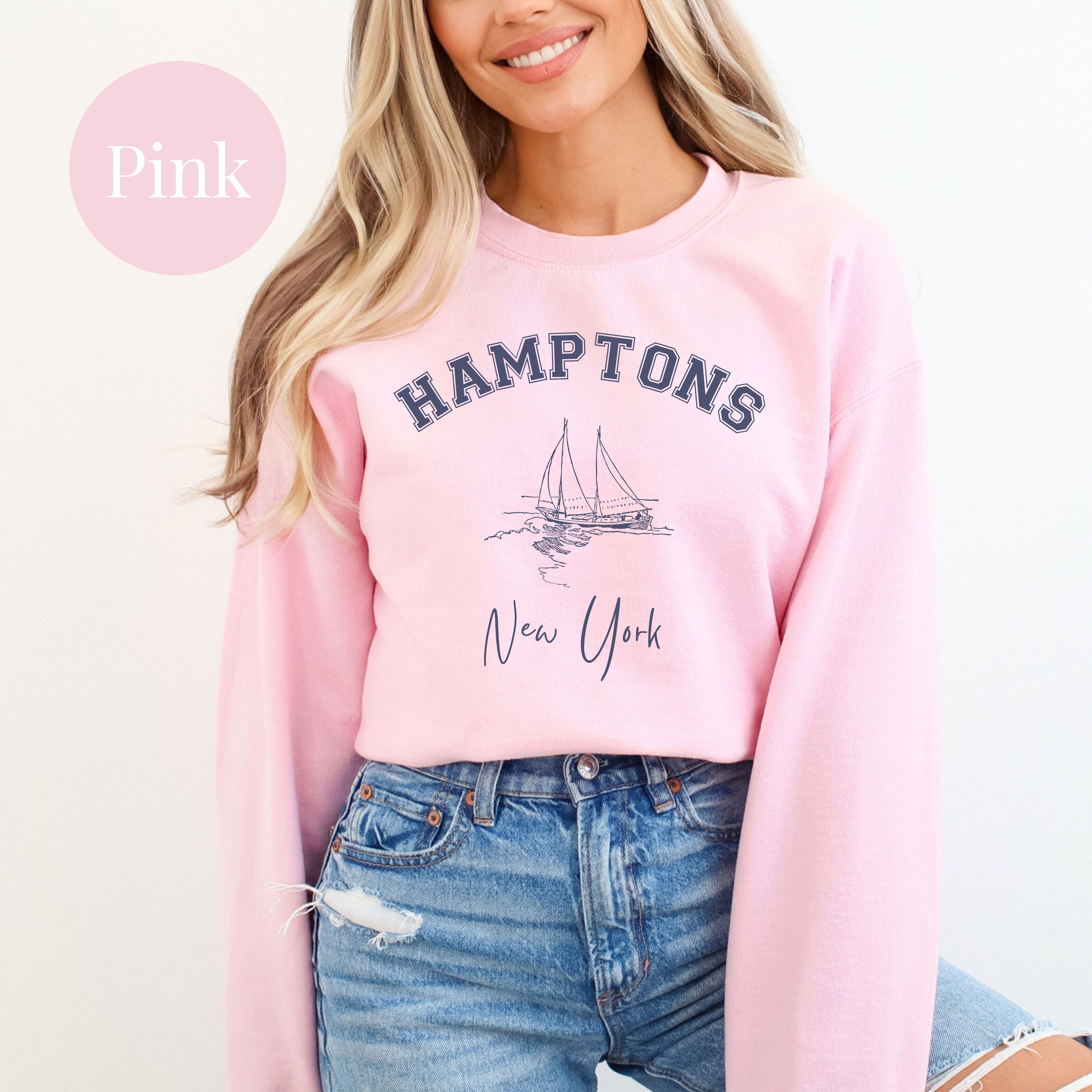 Hamptons Unisex Crewneck Sweatshirt, Hamptons Vacation Sailing Sweatshirt