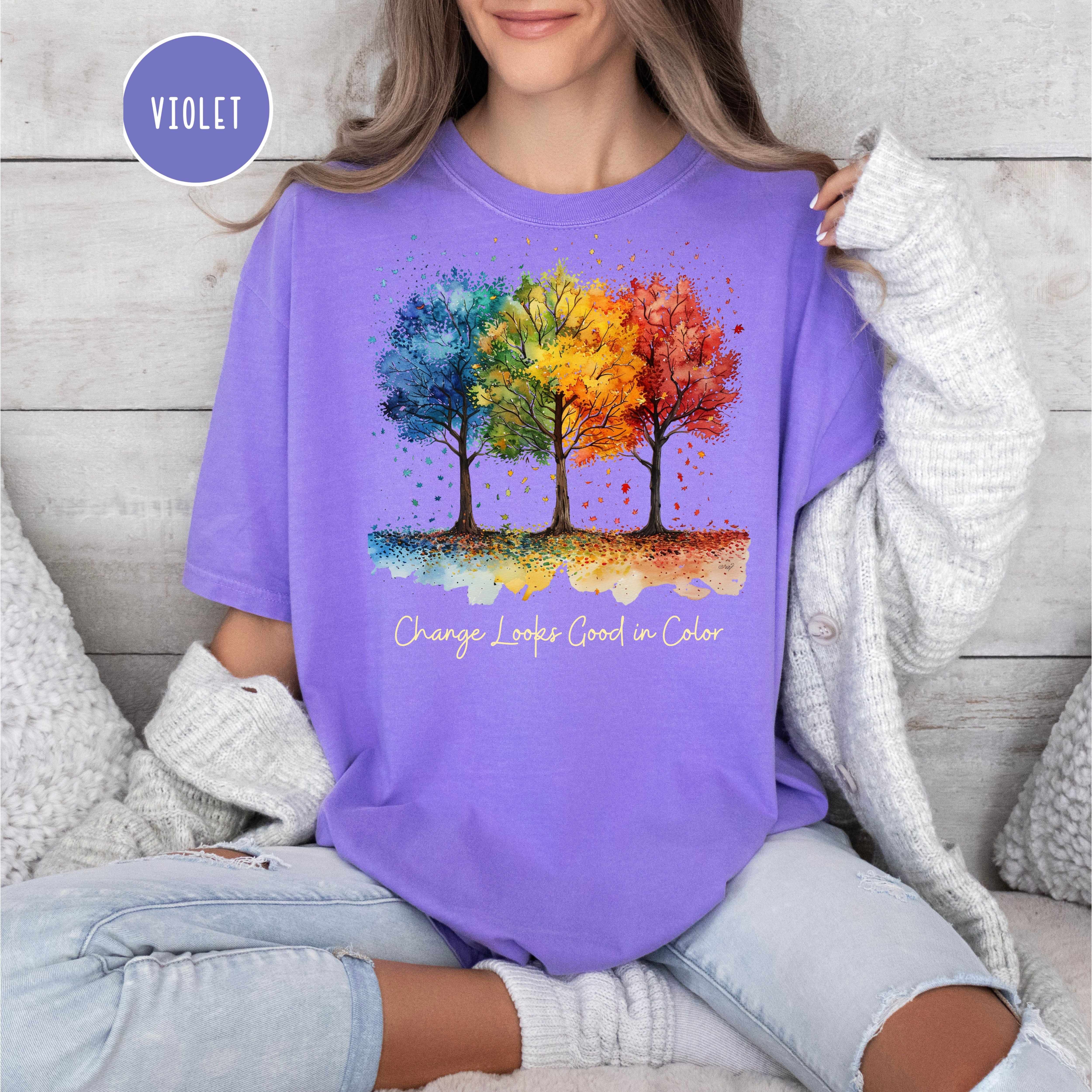 Change Looks Good In Color Autumn Colors Comfort Colors Fall Tee Shirt