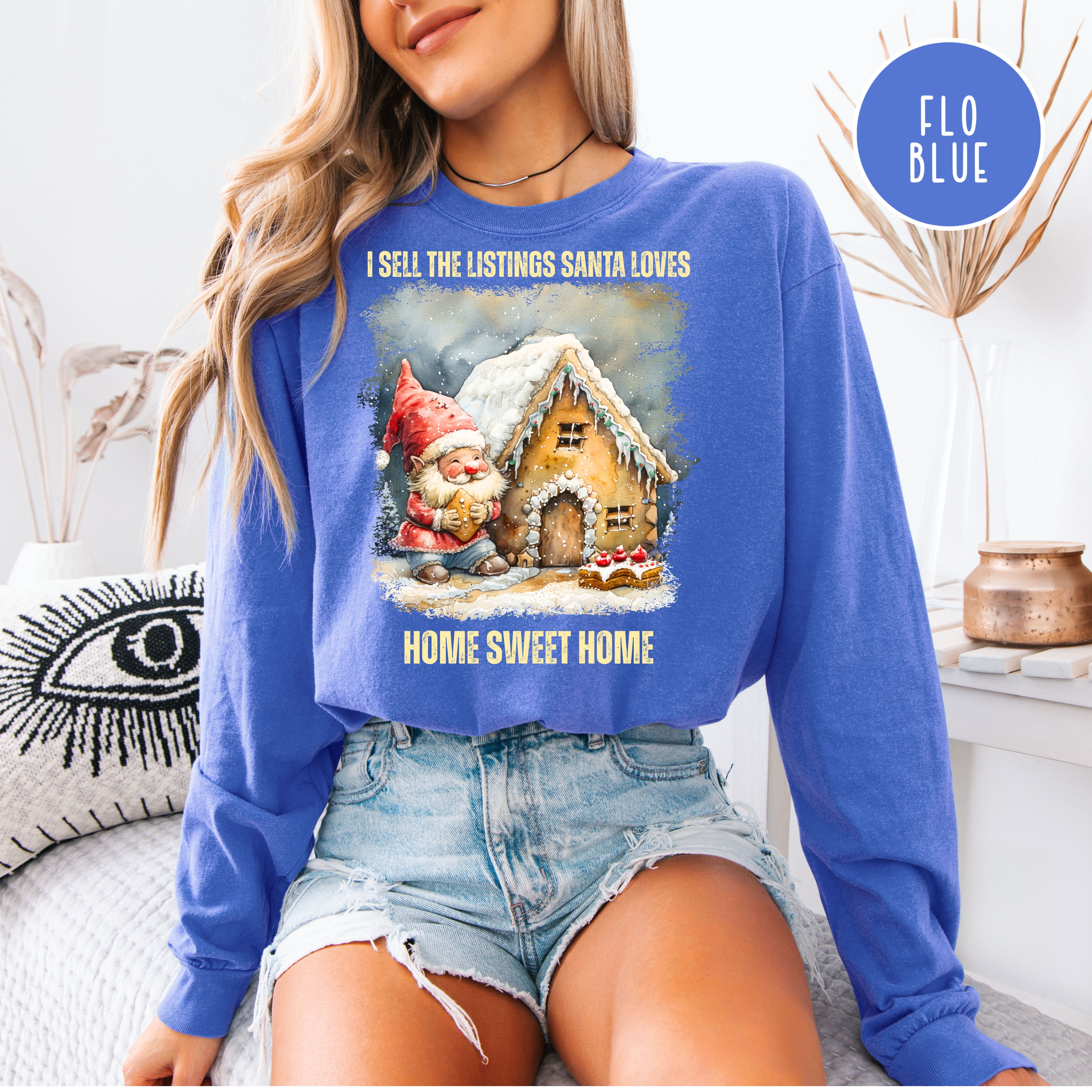 Real Estate Agent Christmas Comfort Colors Unisex Long Sleeve Tee
